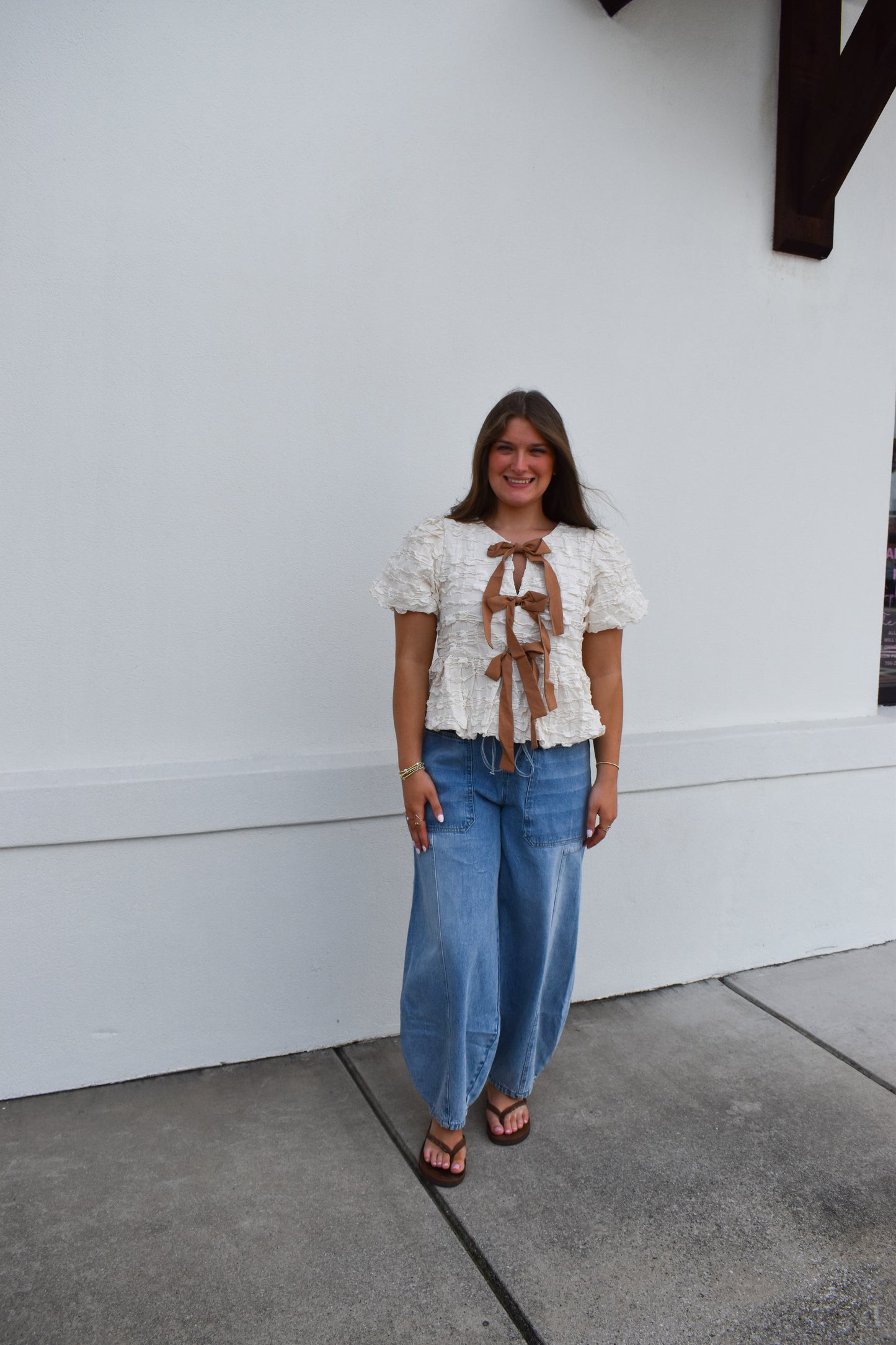 Bubble Babydoll Blouse w/ Bows