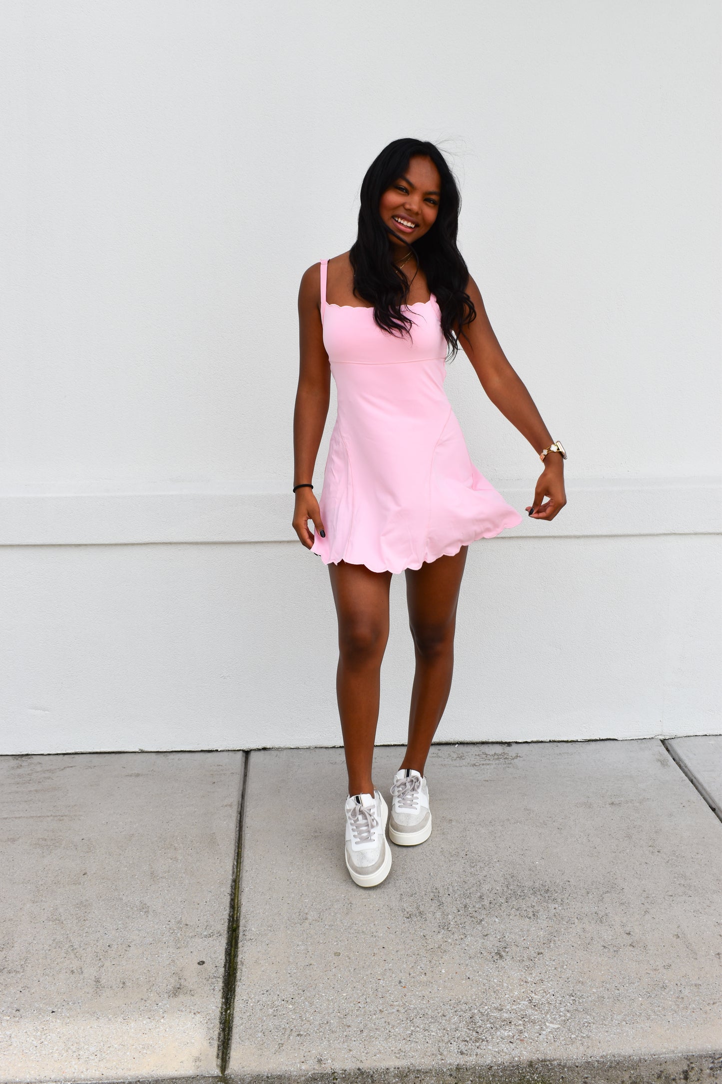 Scallop Athletic Dress: Pink