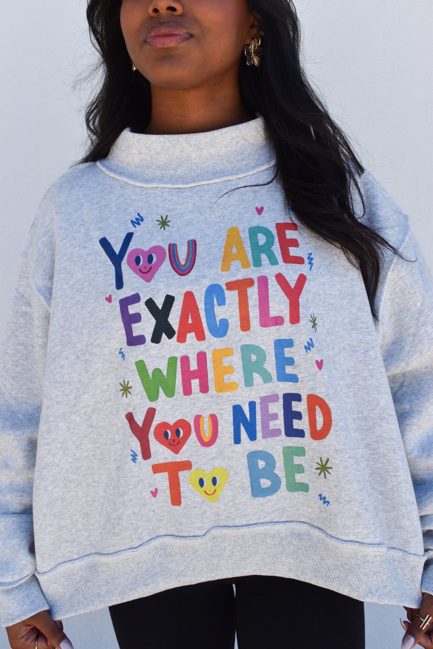 Fun Graphic Reversible Crop Mockneck