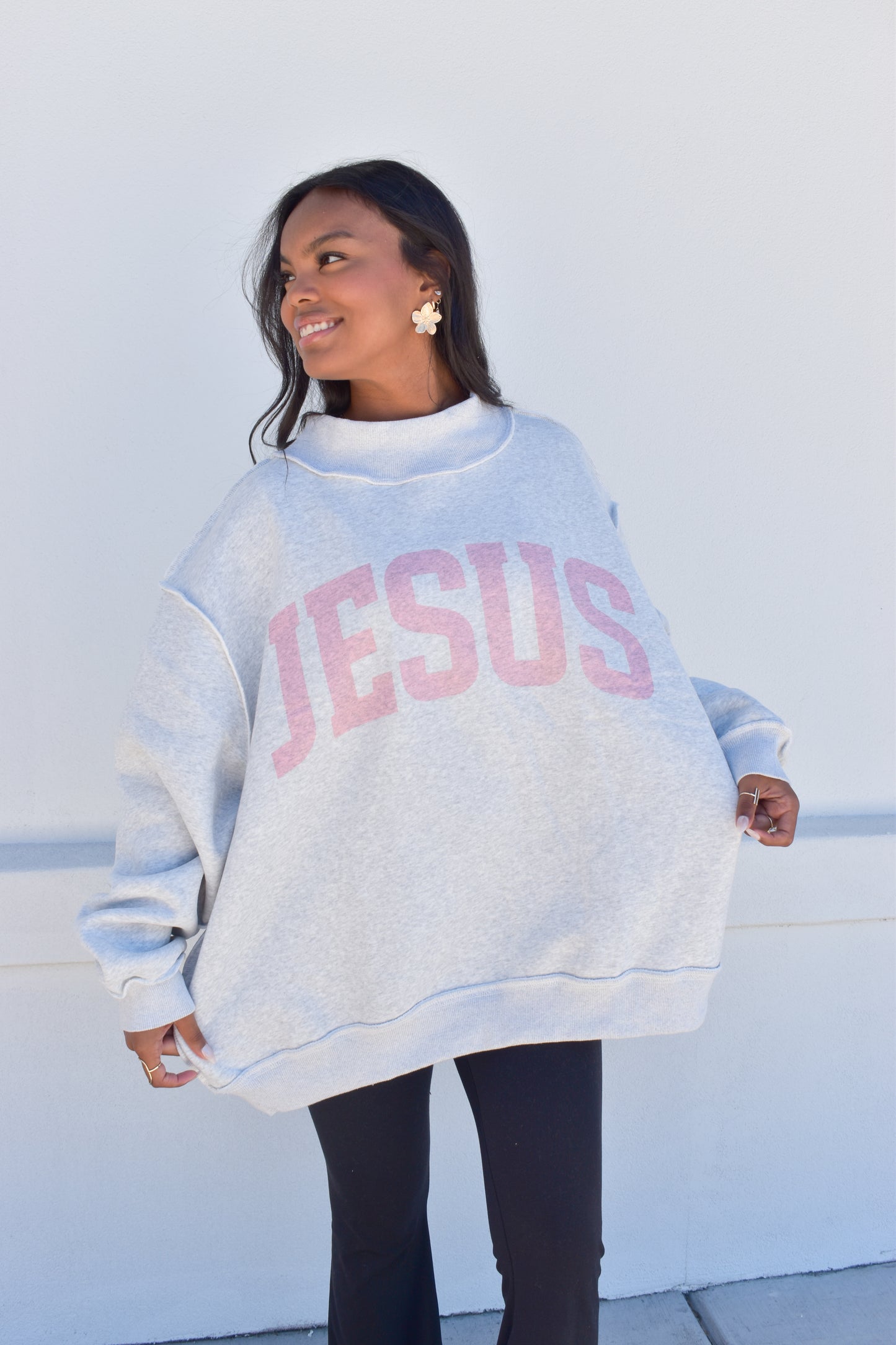 'JESUS & GOD IS GOOD' Reversible Mockneck: Pink