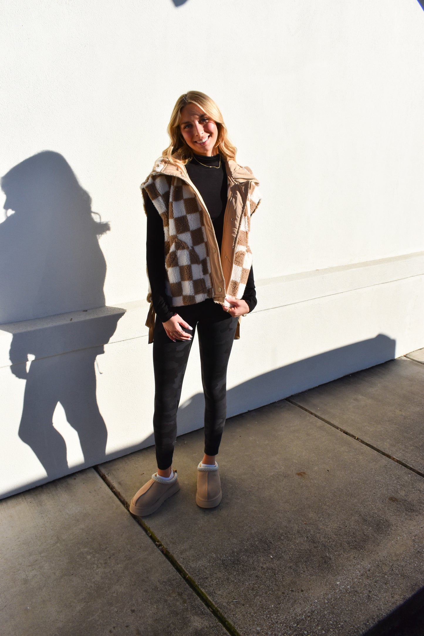 Checkered Fleece Vest