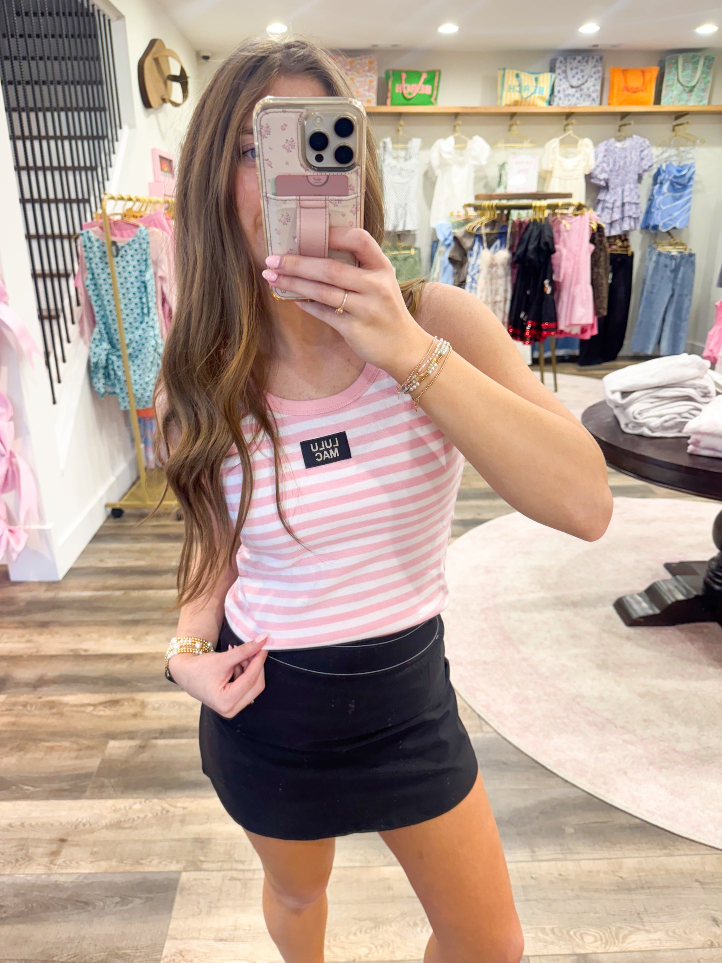 Lulu Mac Stripe Tank Top: Pink