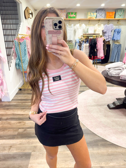 Lulu Mac Stripe Tank Top: Pink