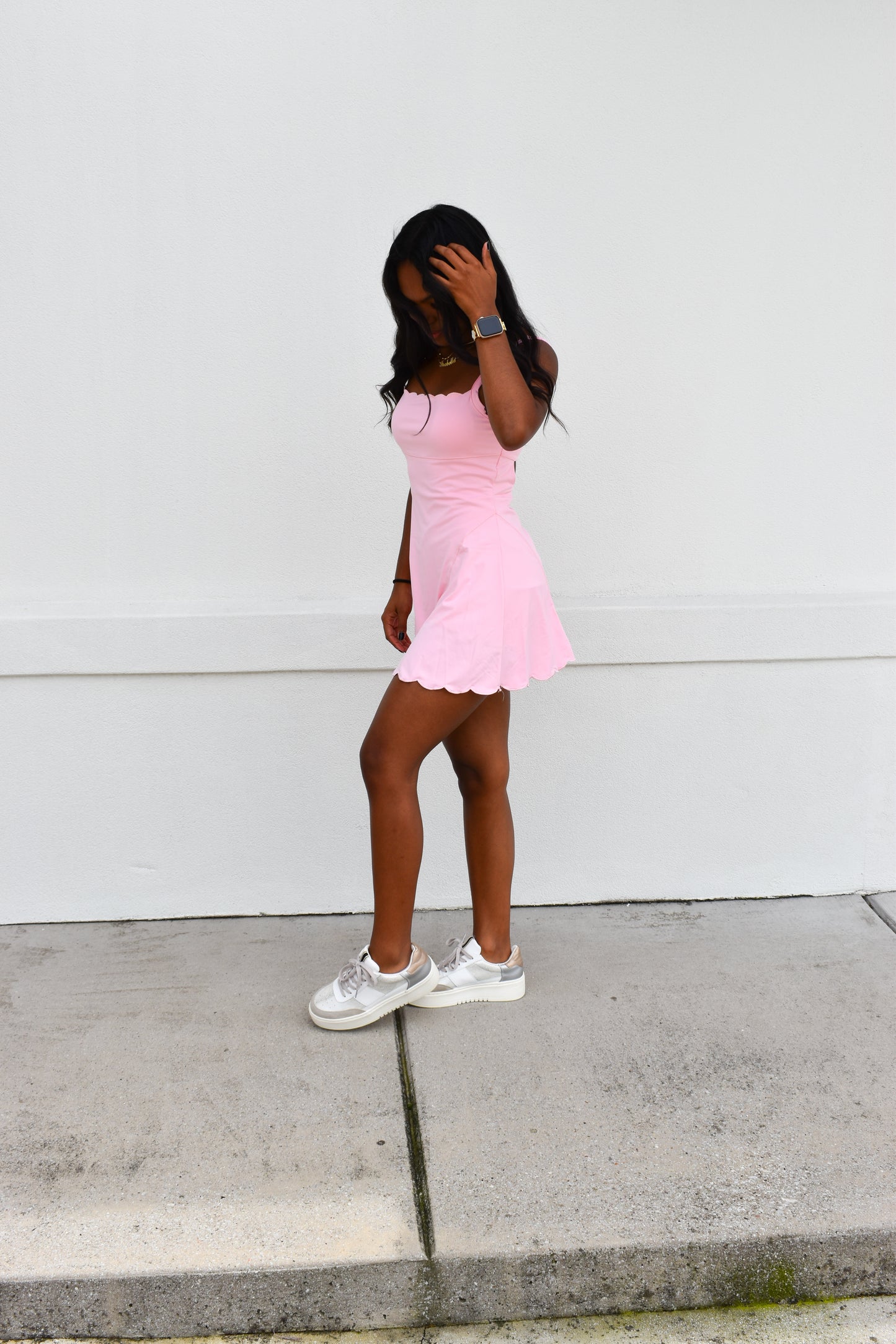 Scallop Athletic Dress: Pink