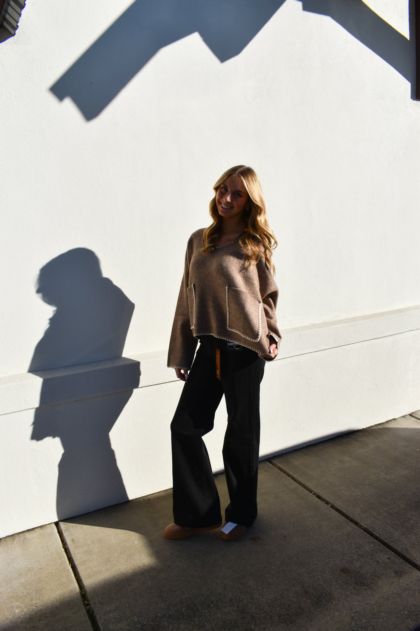 Stitch Detail V Neck Sweater