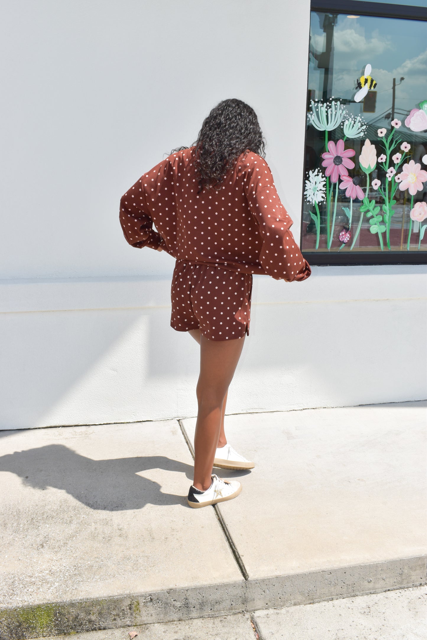 Chocolate Polka Dot Print Lounge Sweatshirt
