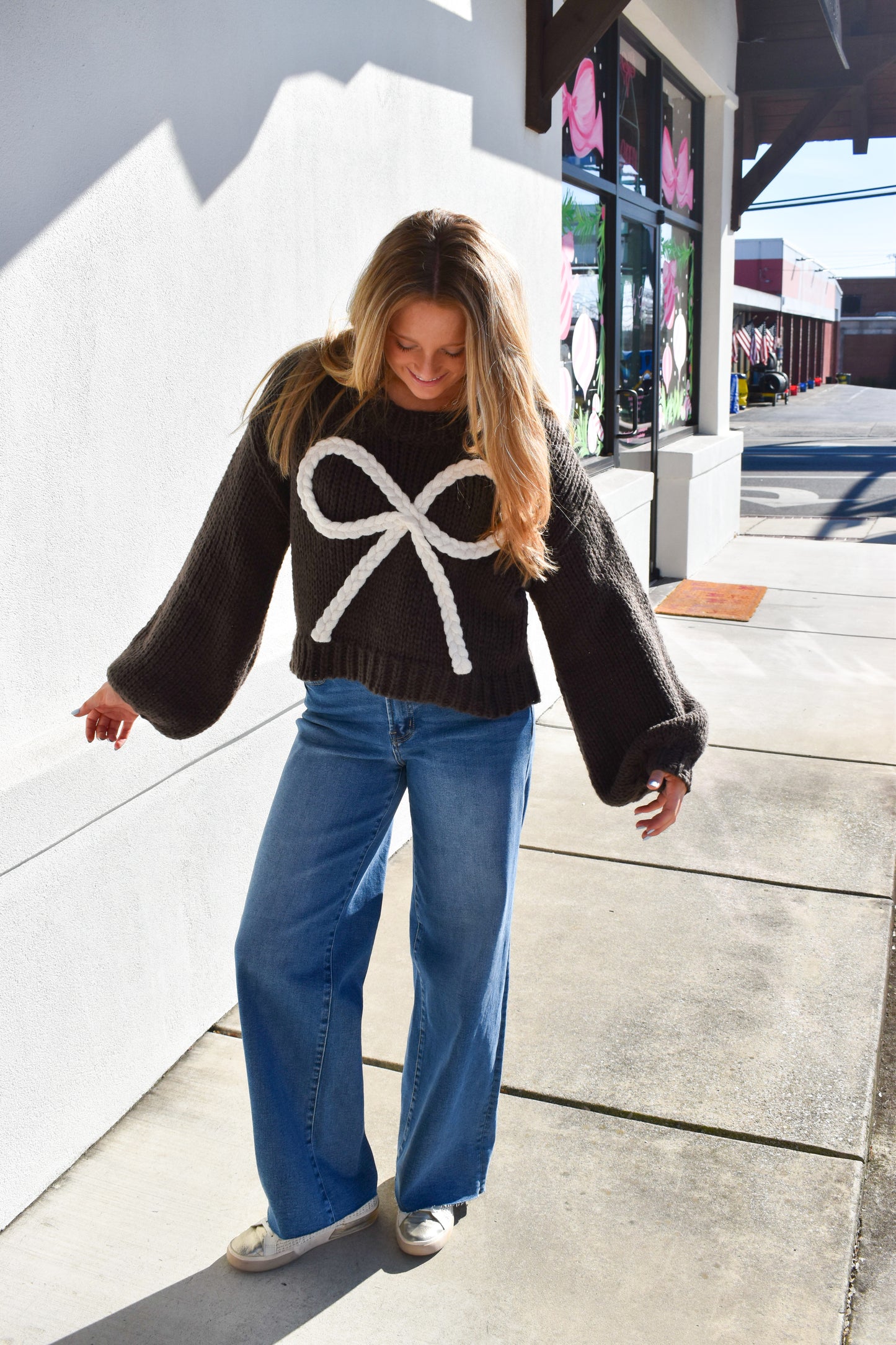 Ribbon Knitted Bow Sweater