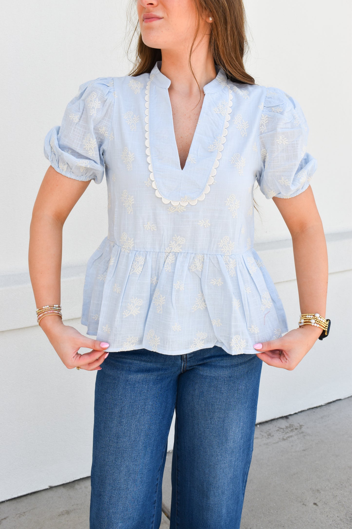 Eloise Peplum Puff Sleeve Top