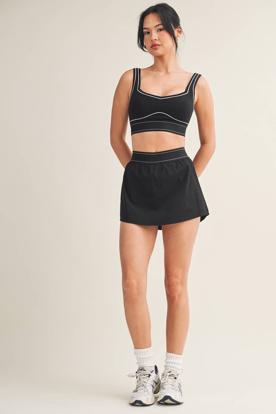 Lightweight Skort with Elastic Waistband: Black