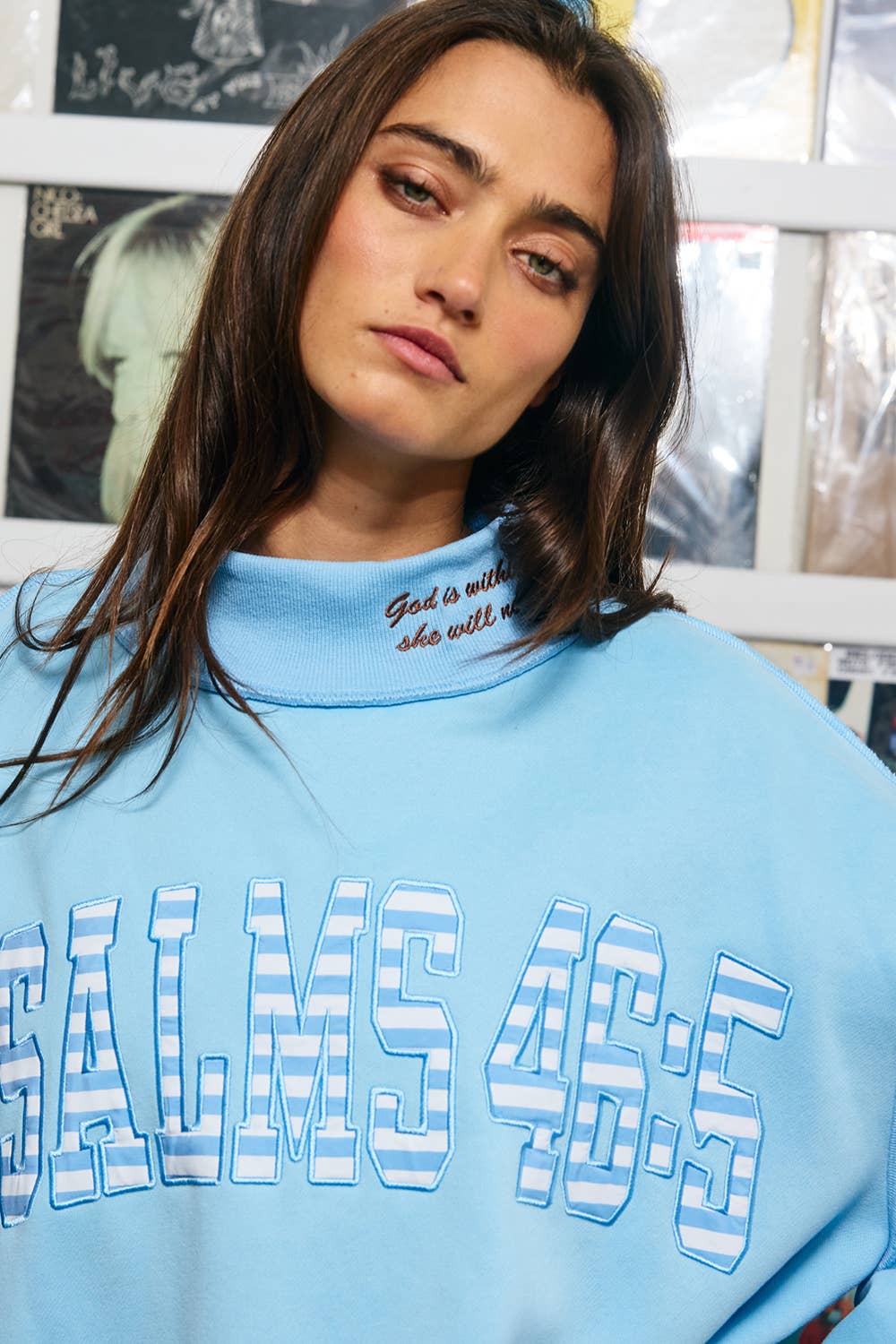 PSALMS 46:5 Double-Embroidered MockNeck