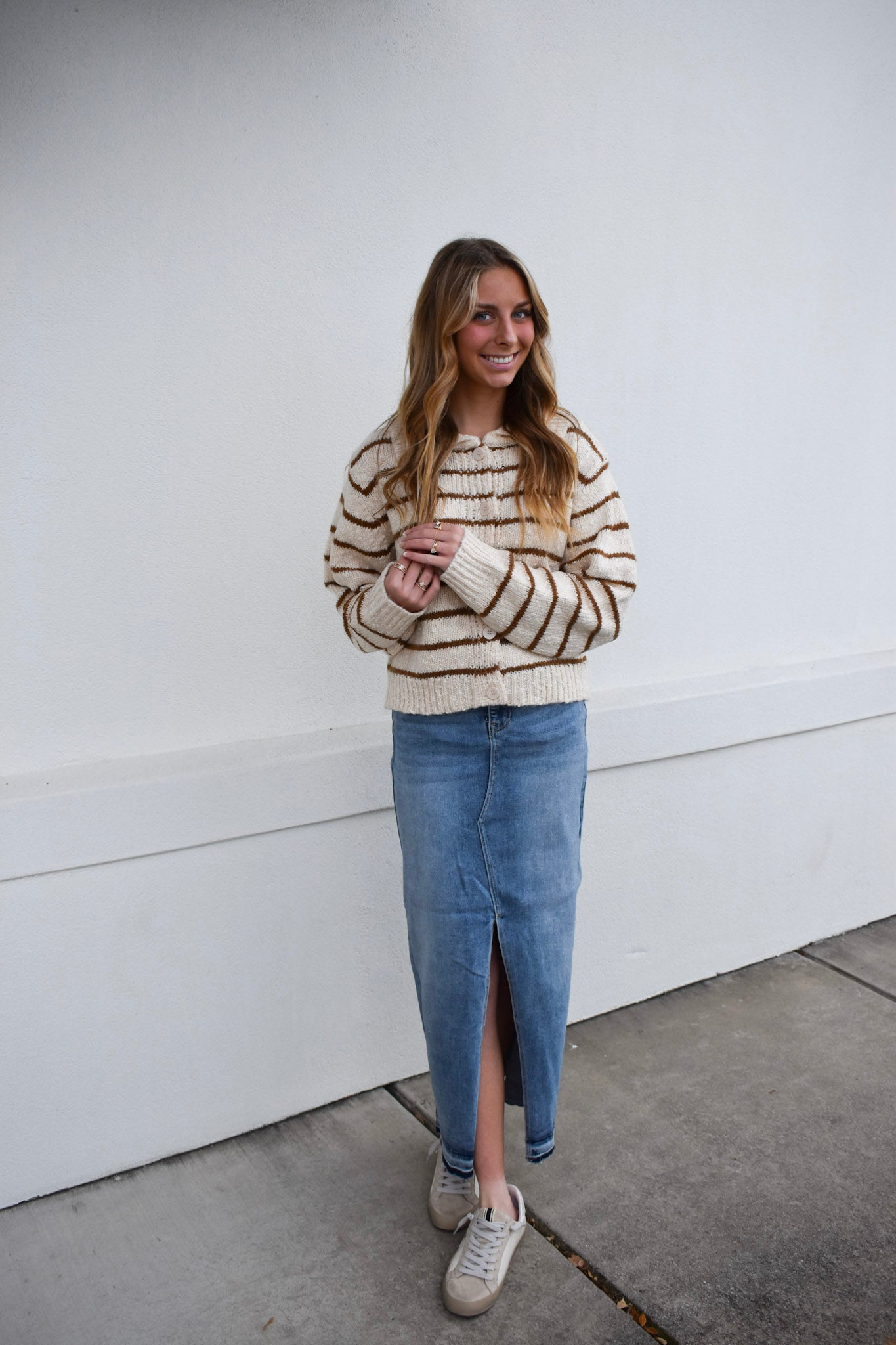 Risen High-Risen Front Opening Maxi Skirt