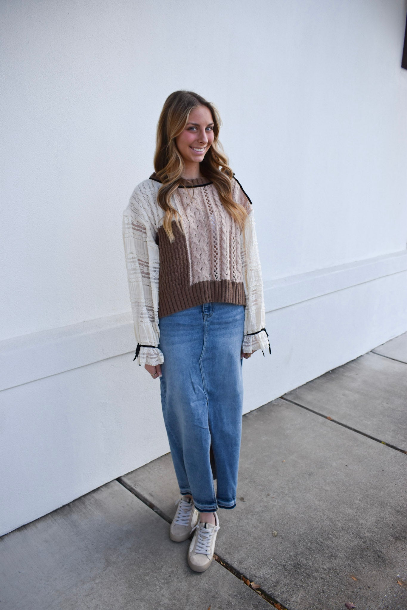 Lace Cable Twofer Sweater