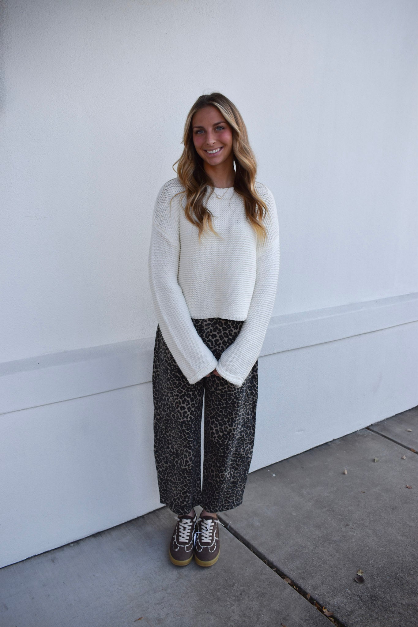 Leopard Print Barrel Pants