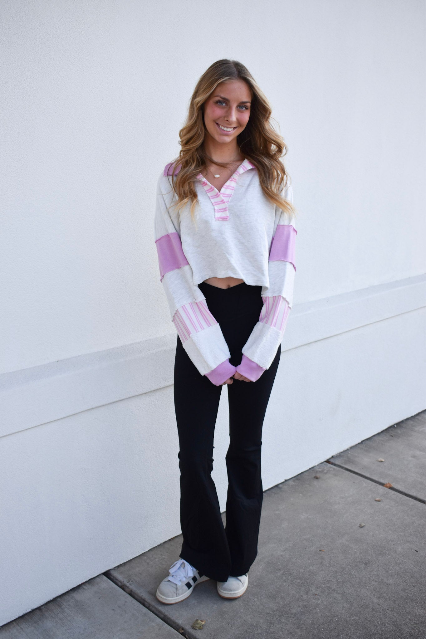 Terry Color Block Crop Top