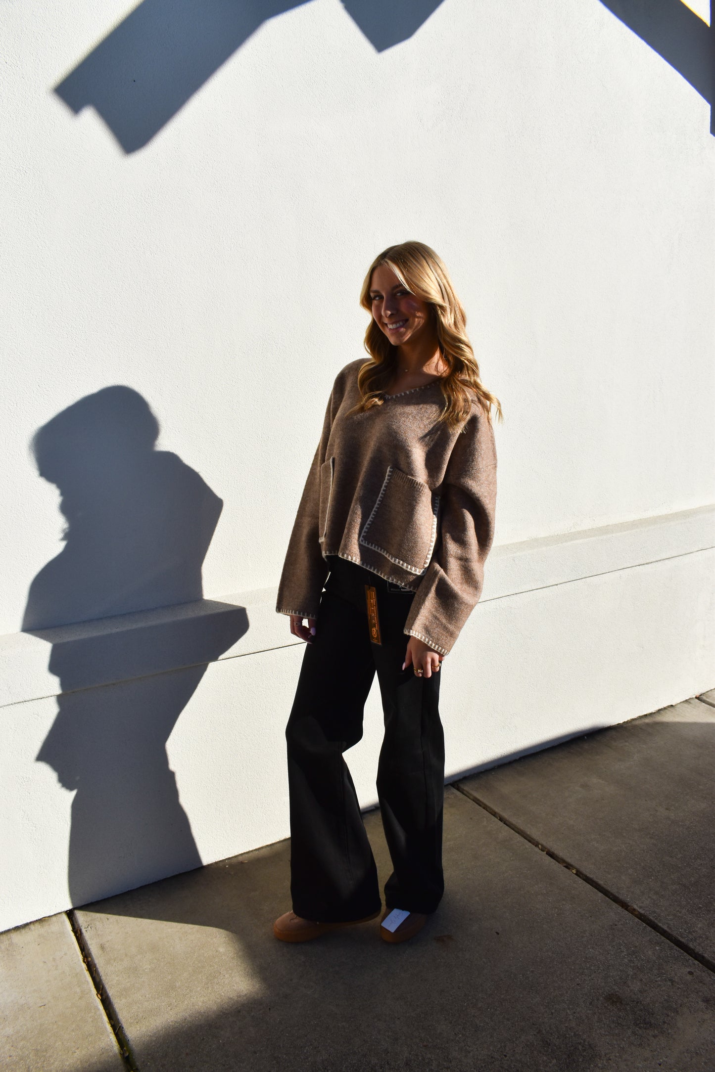 Stitch Detail V Neck Sweater