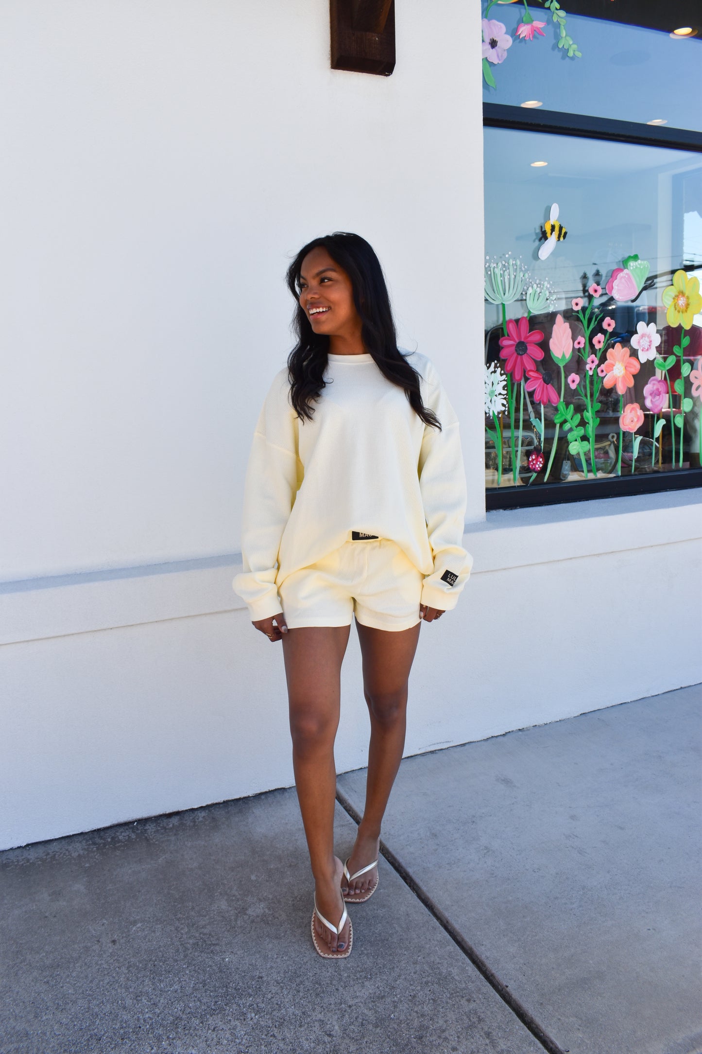 Lulu Mac Waffle Long Sleeve: Yellow