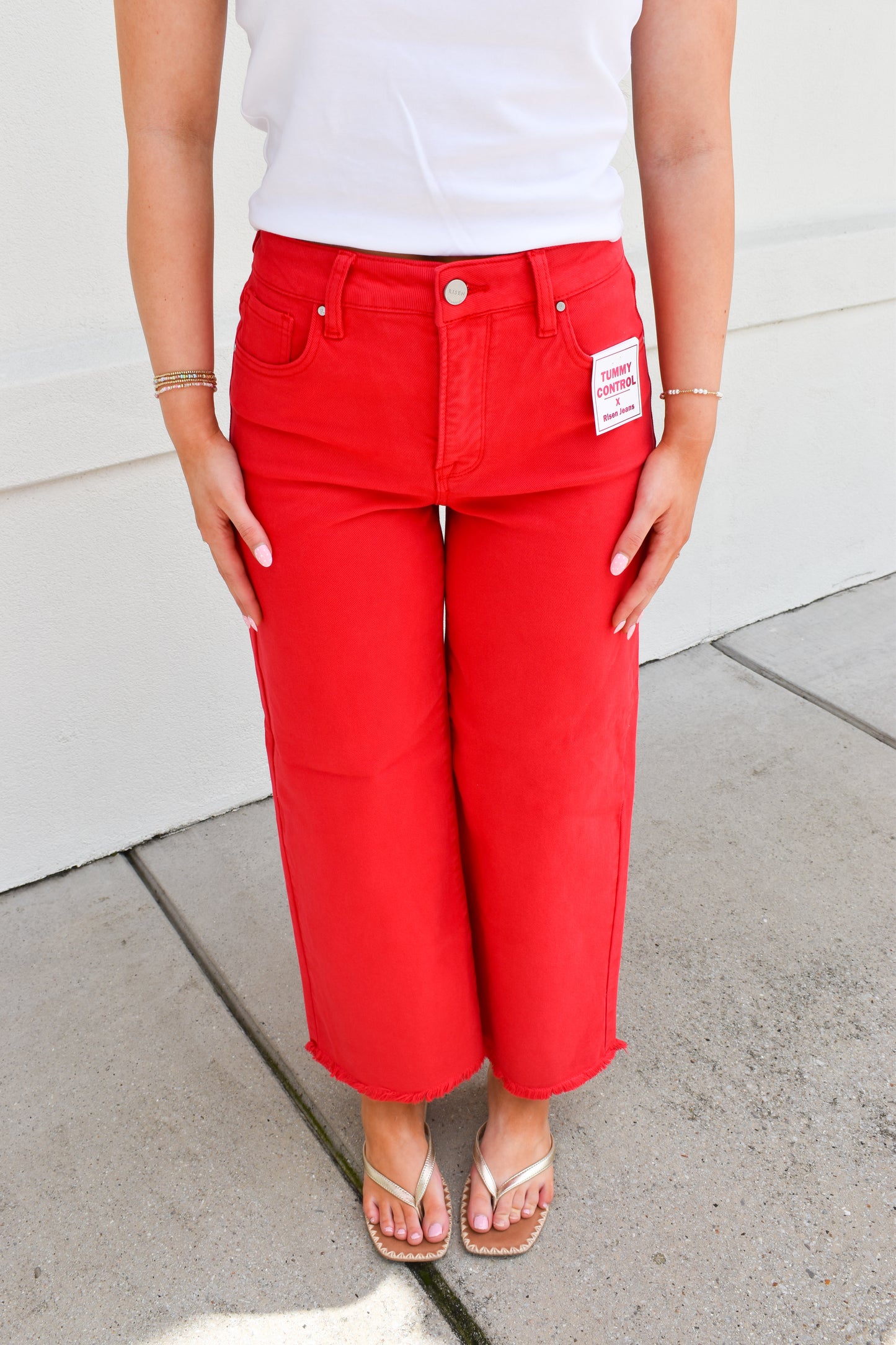 Staple Red High Rise Crop Pants