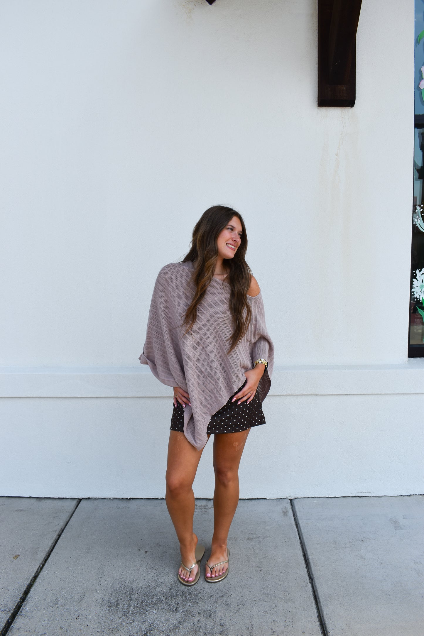 Lilia Asymmetrical Knit Poncho Top