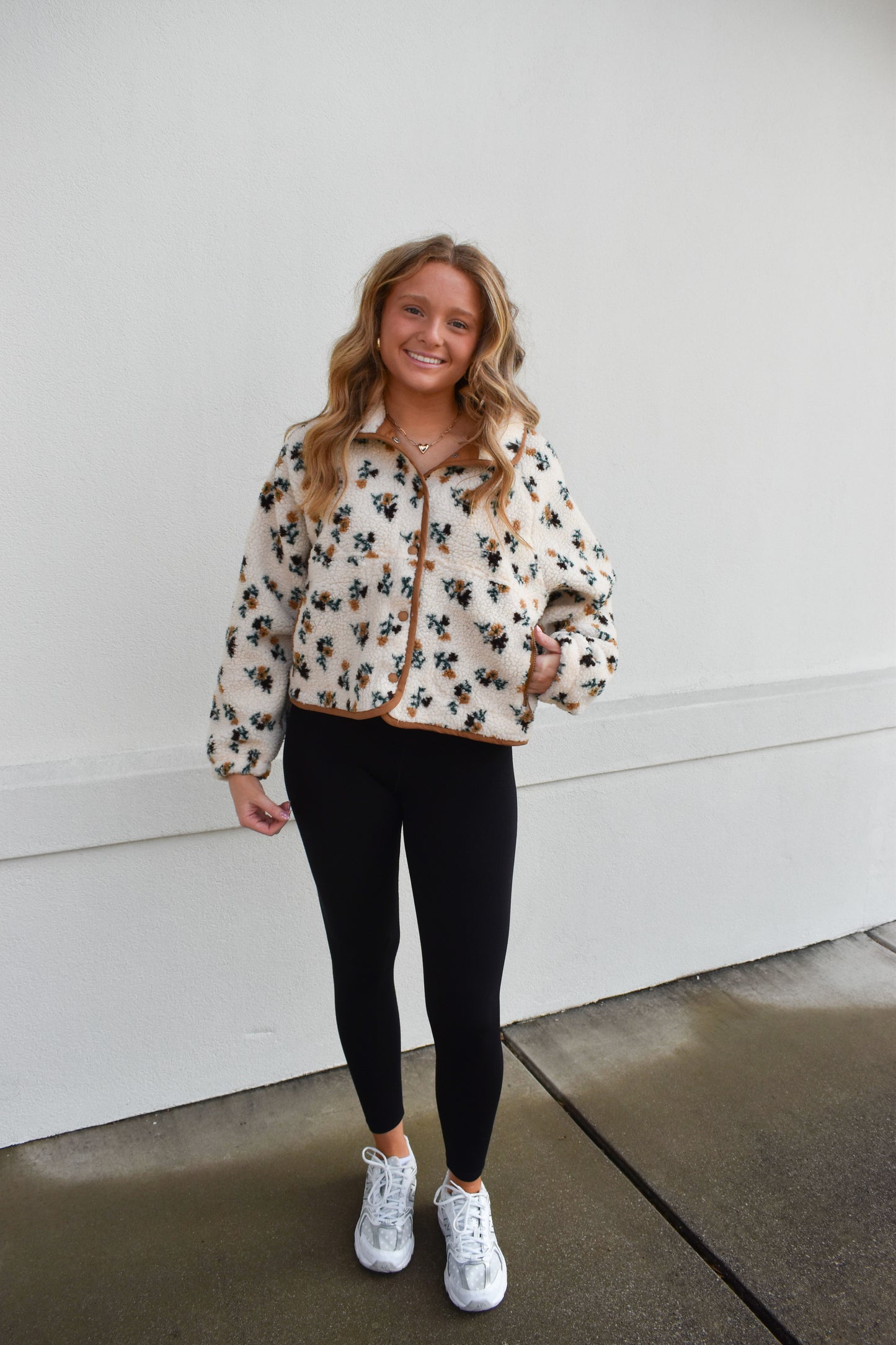 Floral Khaki Fleece Jacket