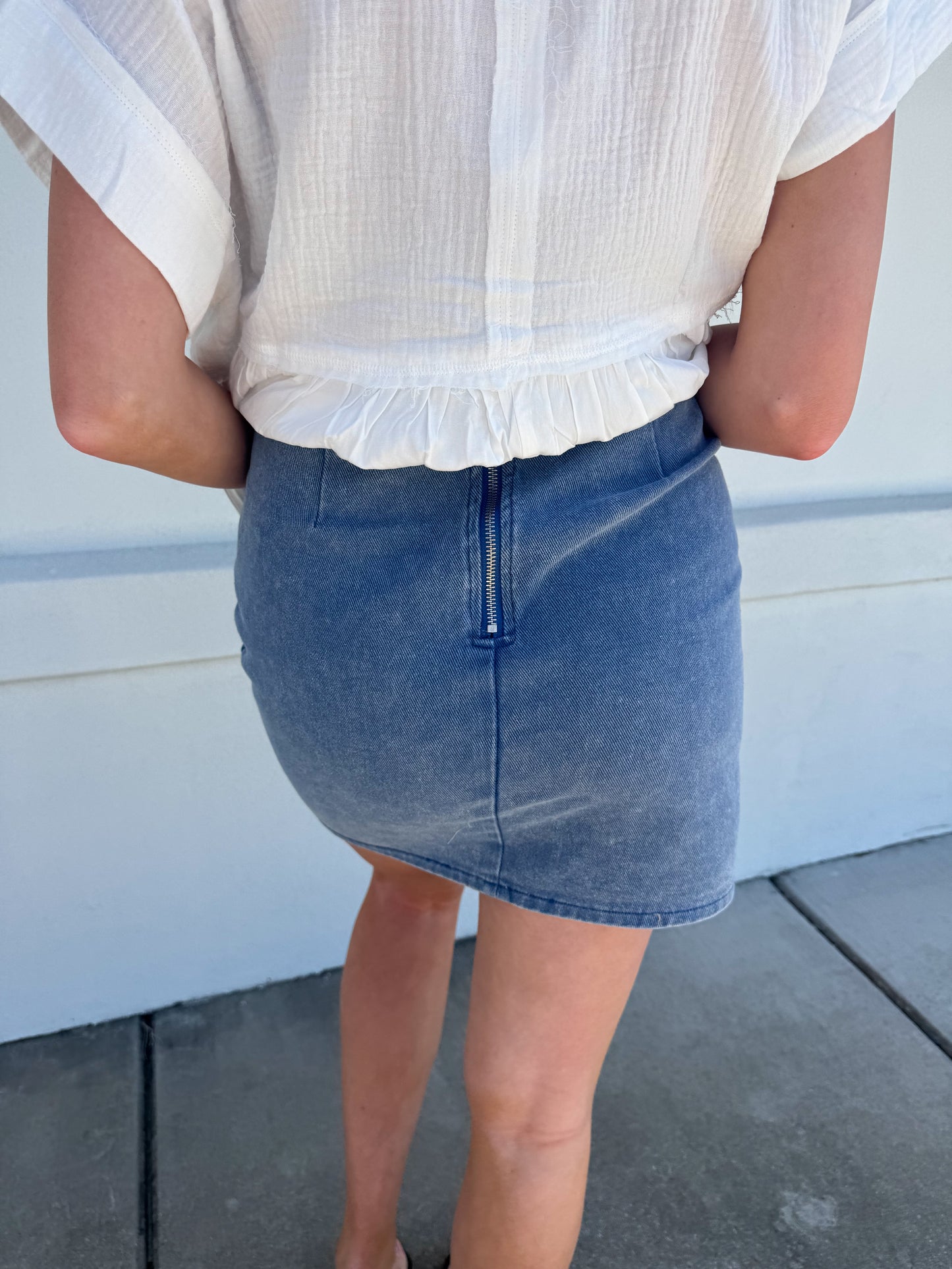 Washed Denim Mini Skirt