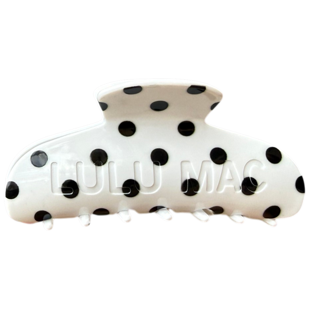 Lulu Mac Claw Clip: White/Black Dot