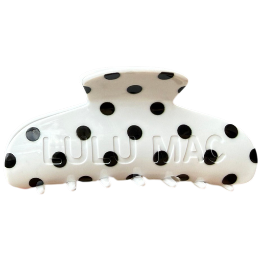 Lulu Mac Claw Clip: White/Black Dot