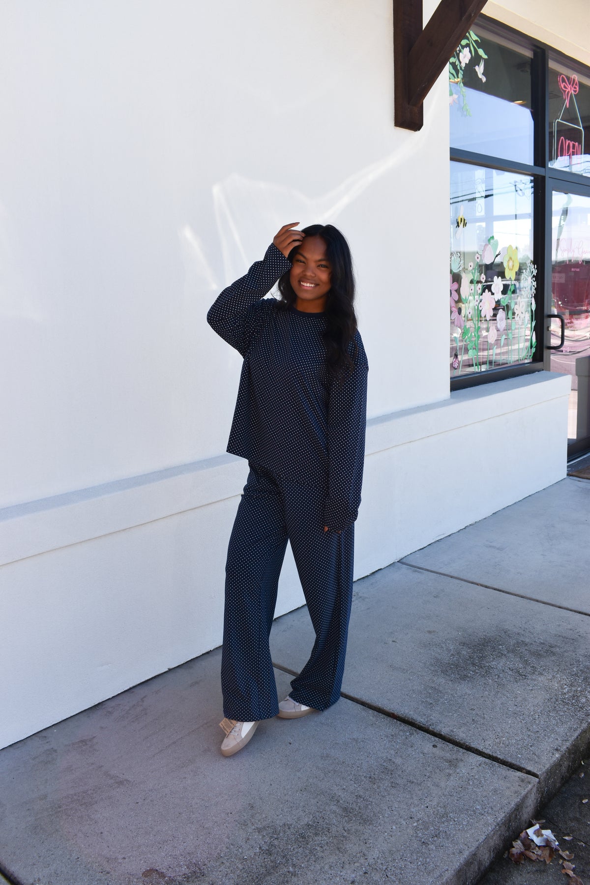 Navy Blue Polka Dot Loungewear Pants
