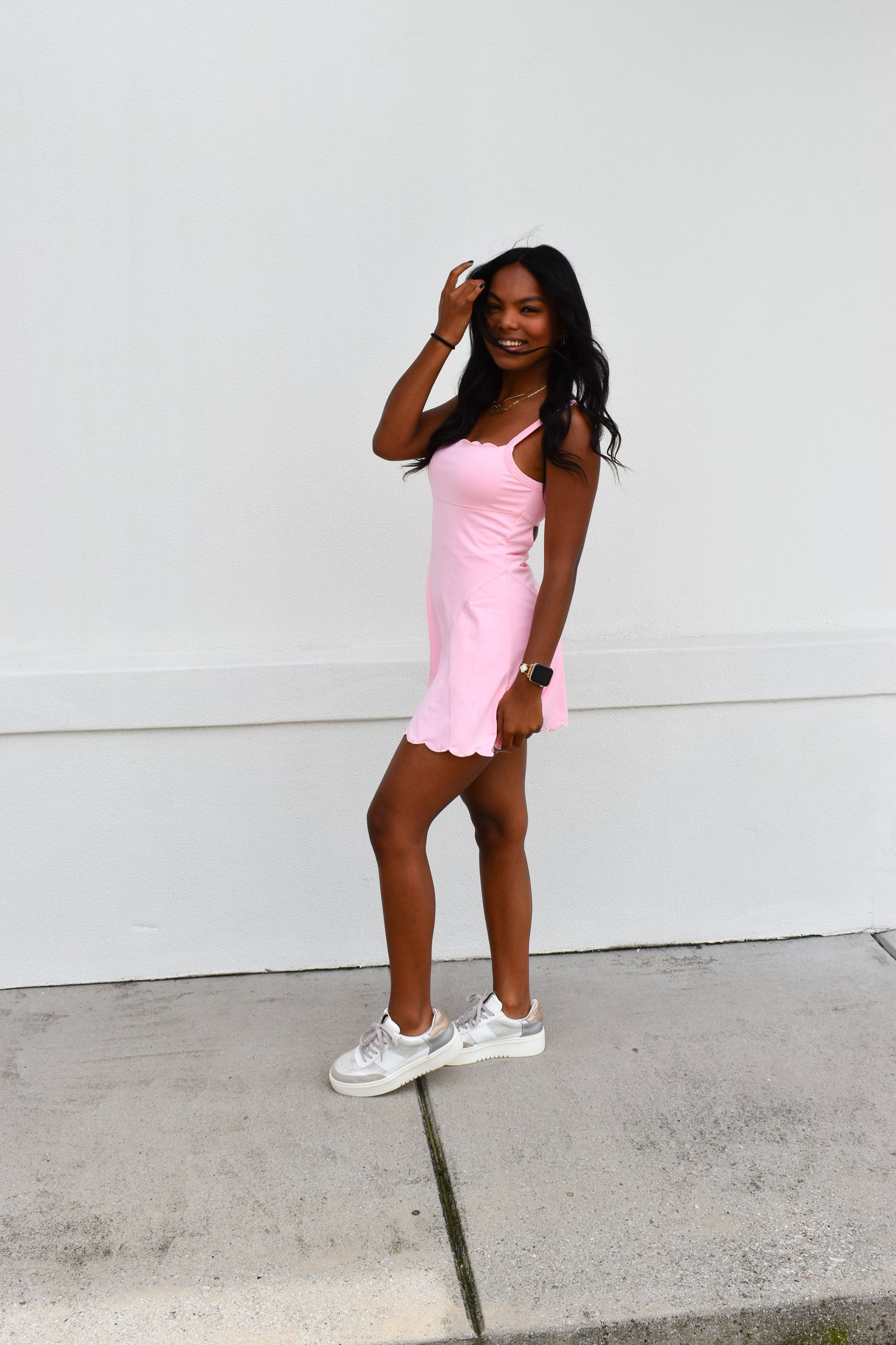 Scallop Athletic Dress: Pink