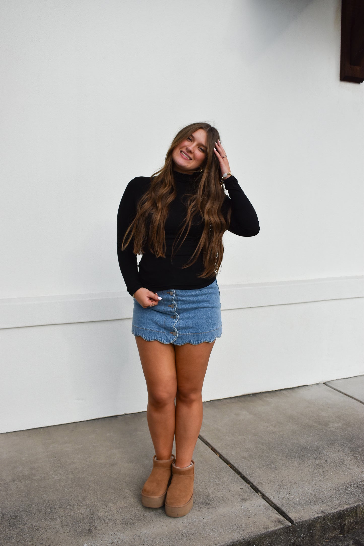 Basic Long Sleeve Turtle Neck: Black