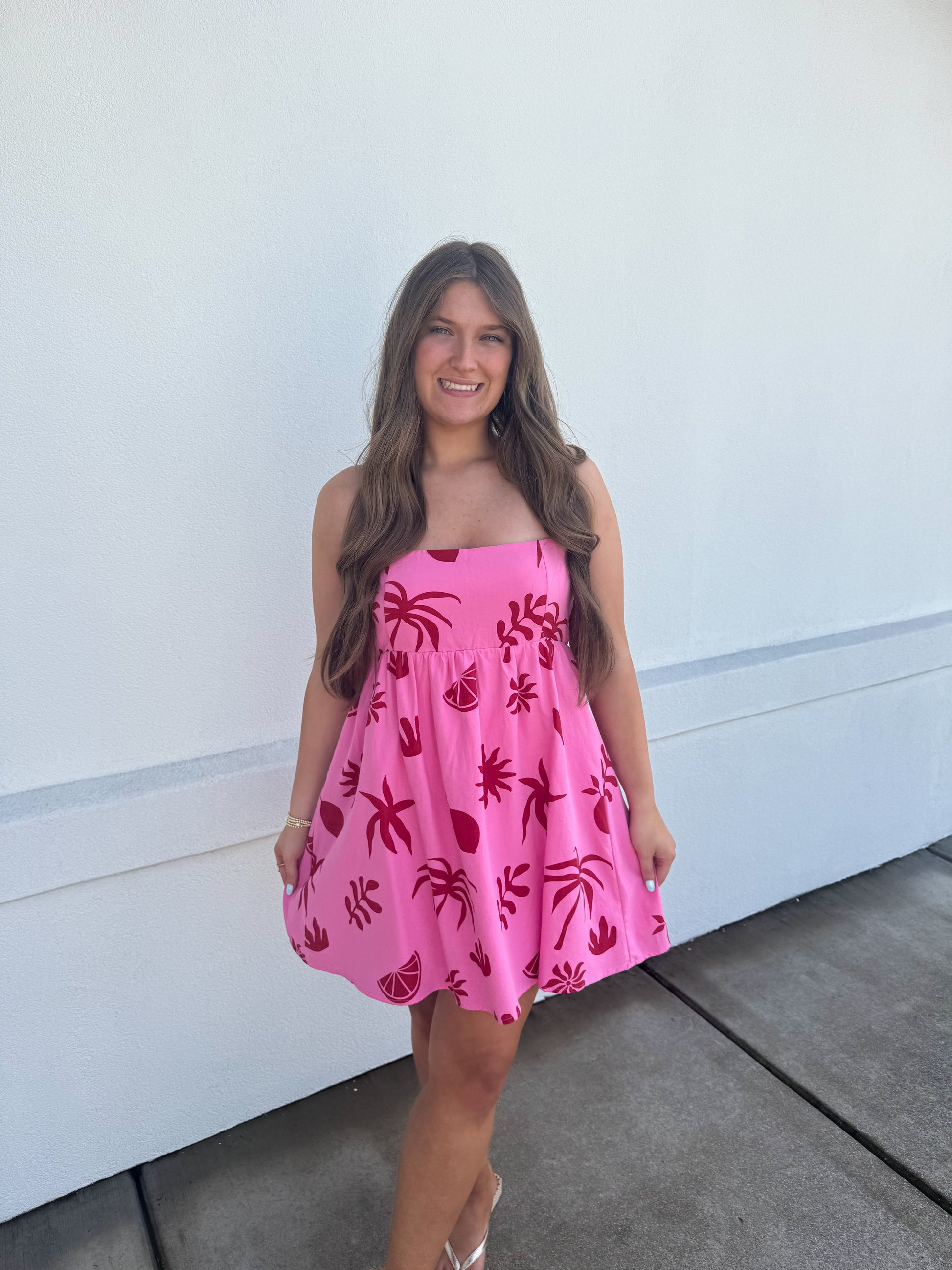 Pink Tropical Dress – Simply Grace Boutique - Main Image