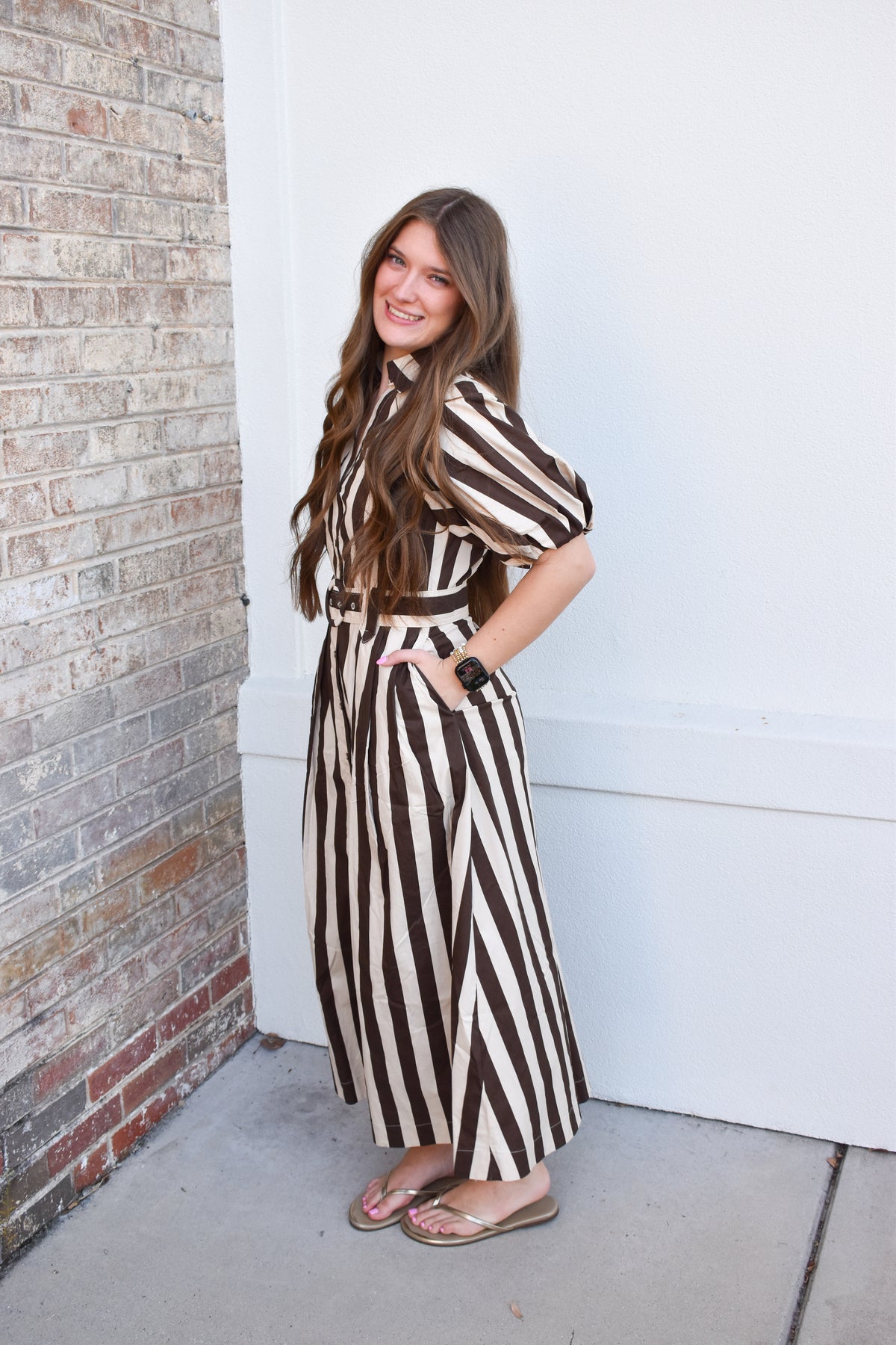 Cora Belted Stripe Maxi Dress