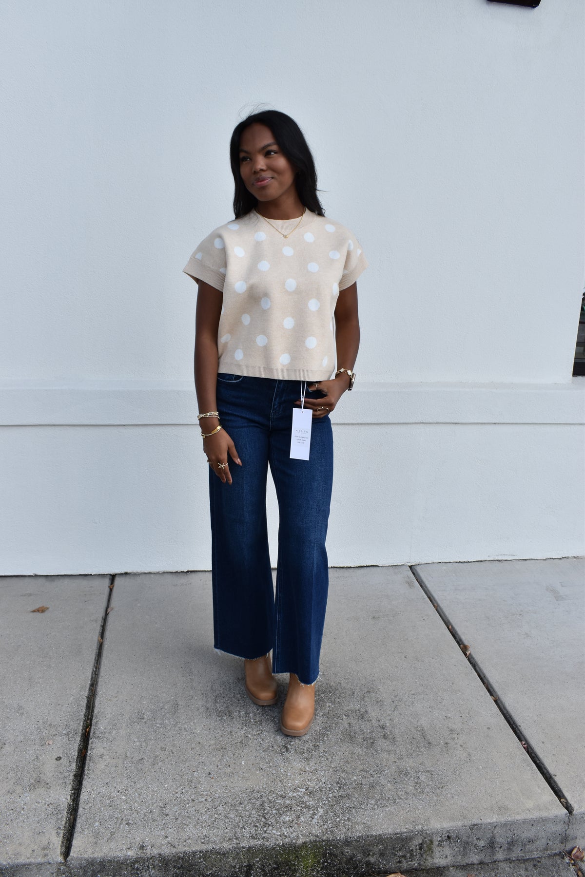 Polka Dot Knit Sleeveless Top