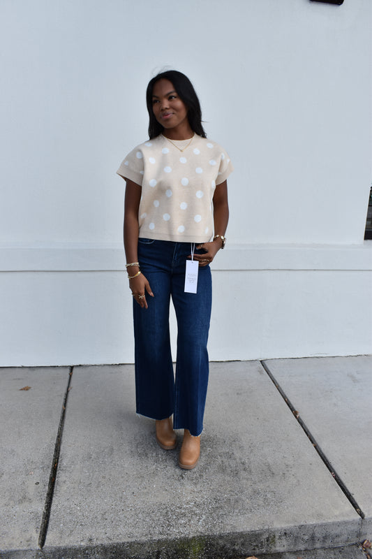 Polka Dot Knit Sleeveless Top