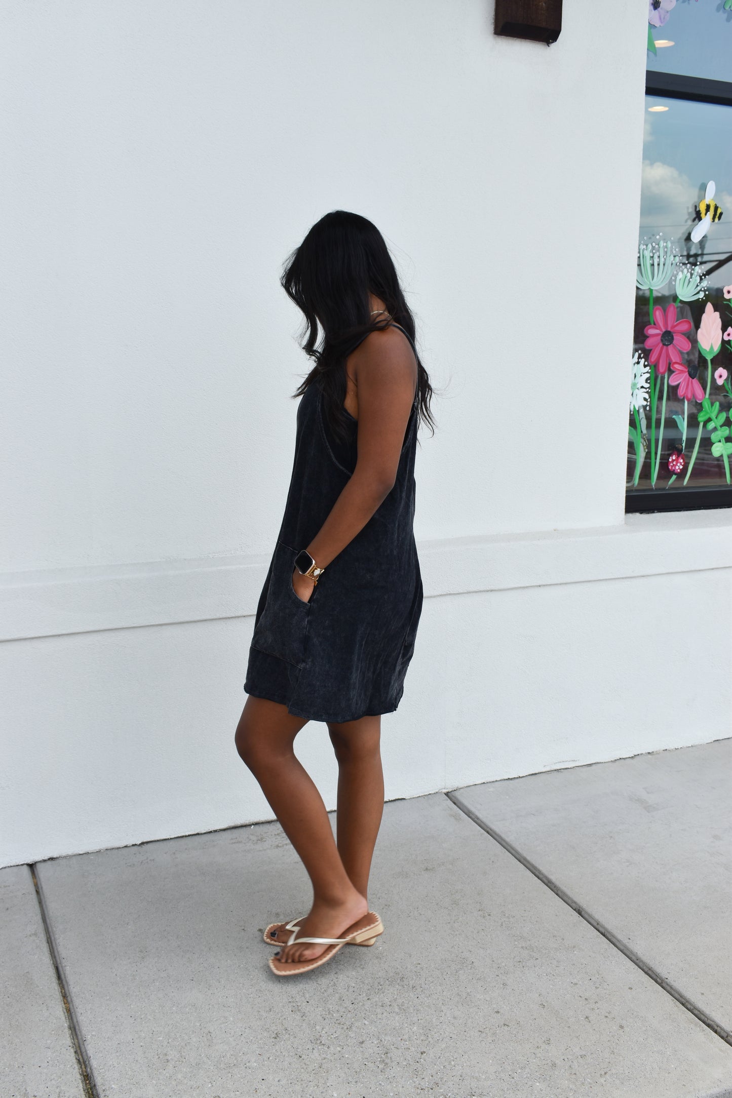 Mineral Washed Knit Mini Dress