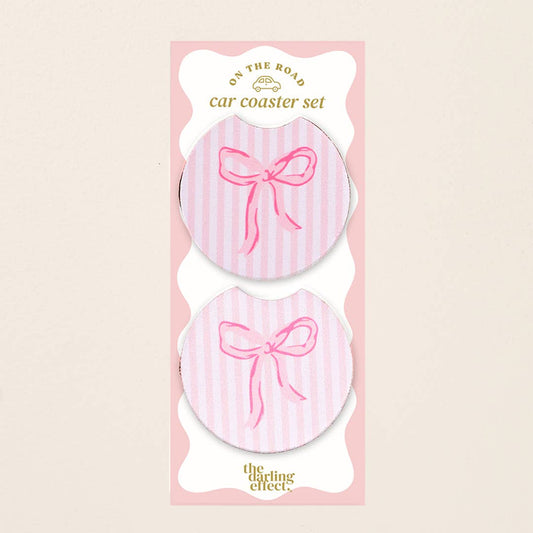 On the Road Car Coaster Set–Bow Pink
