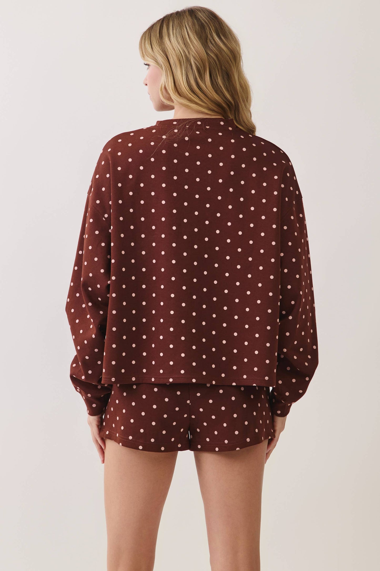 Chocolate Polka Dot Print Lounge Sweatshirt