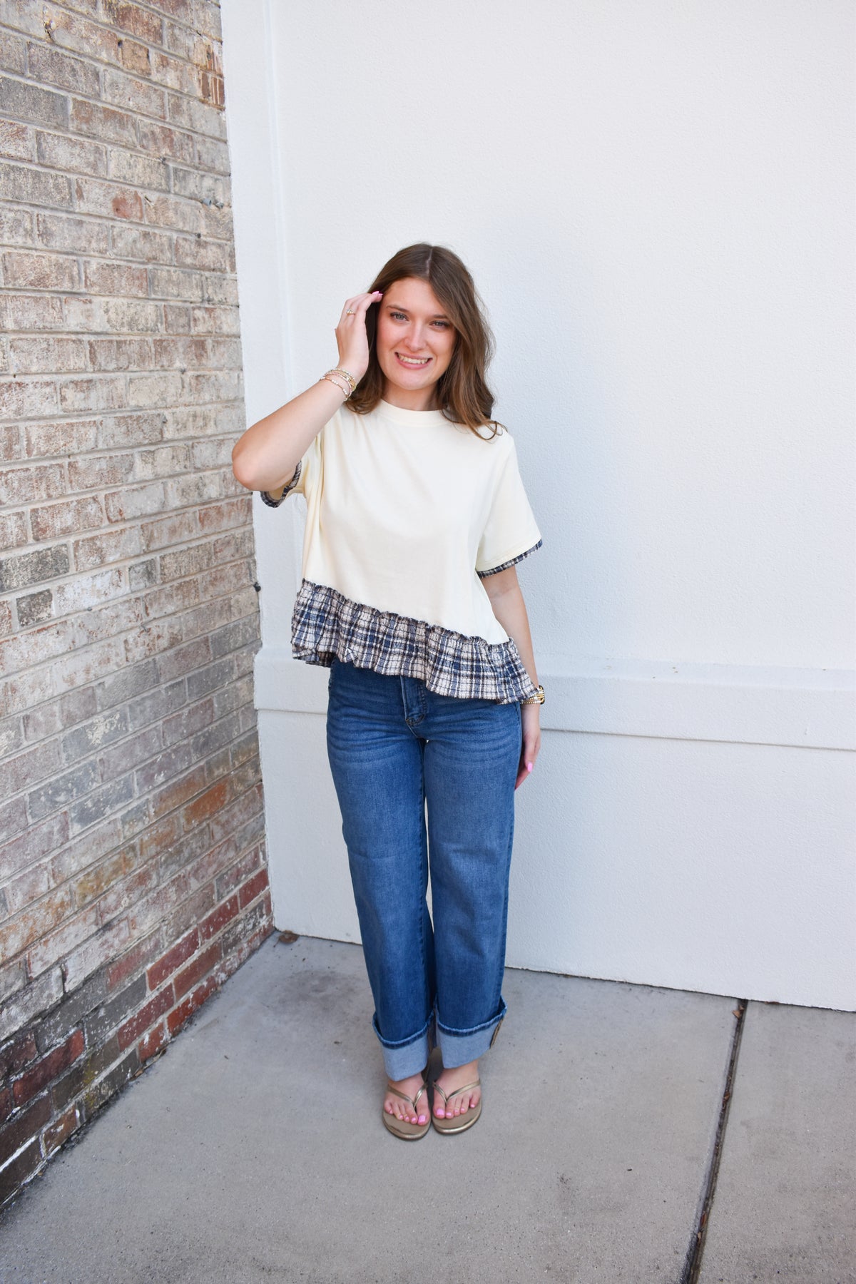 Hadley Plaid Trim Top