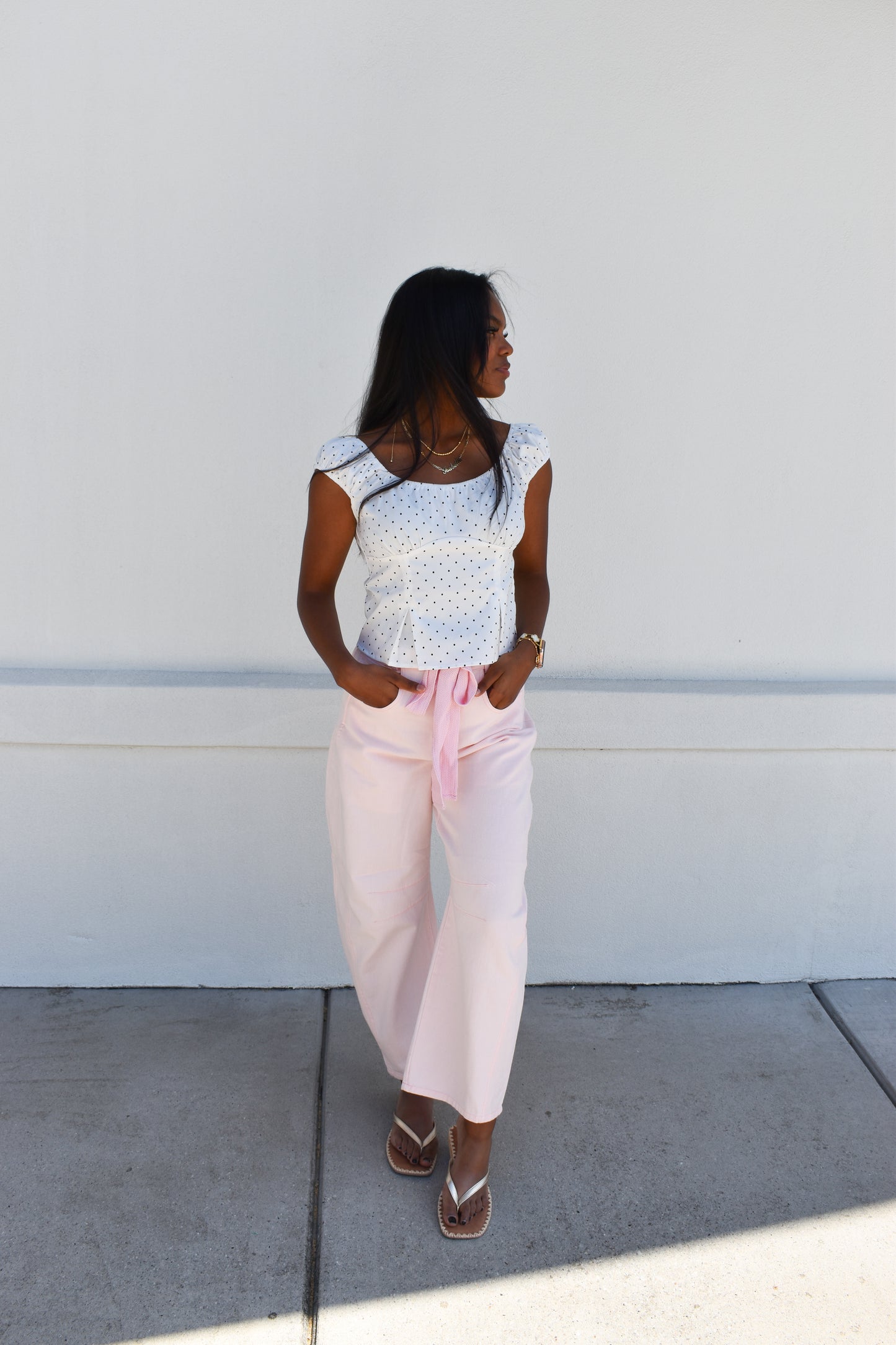 Polka Dot Peplum Top