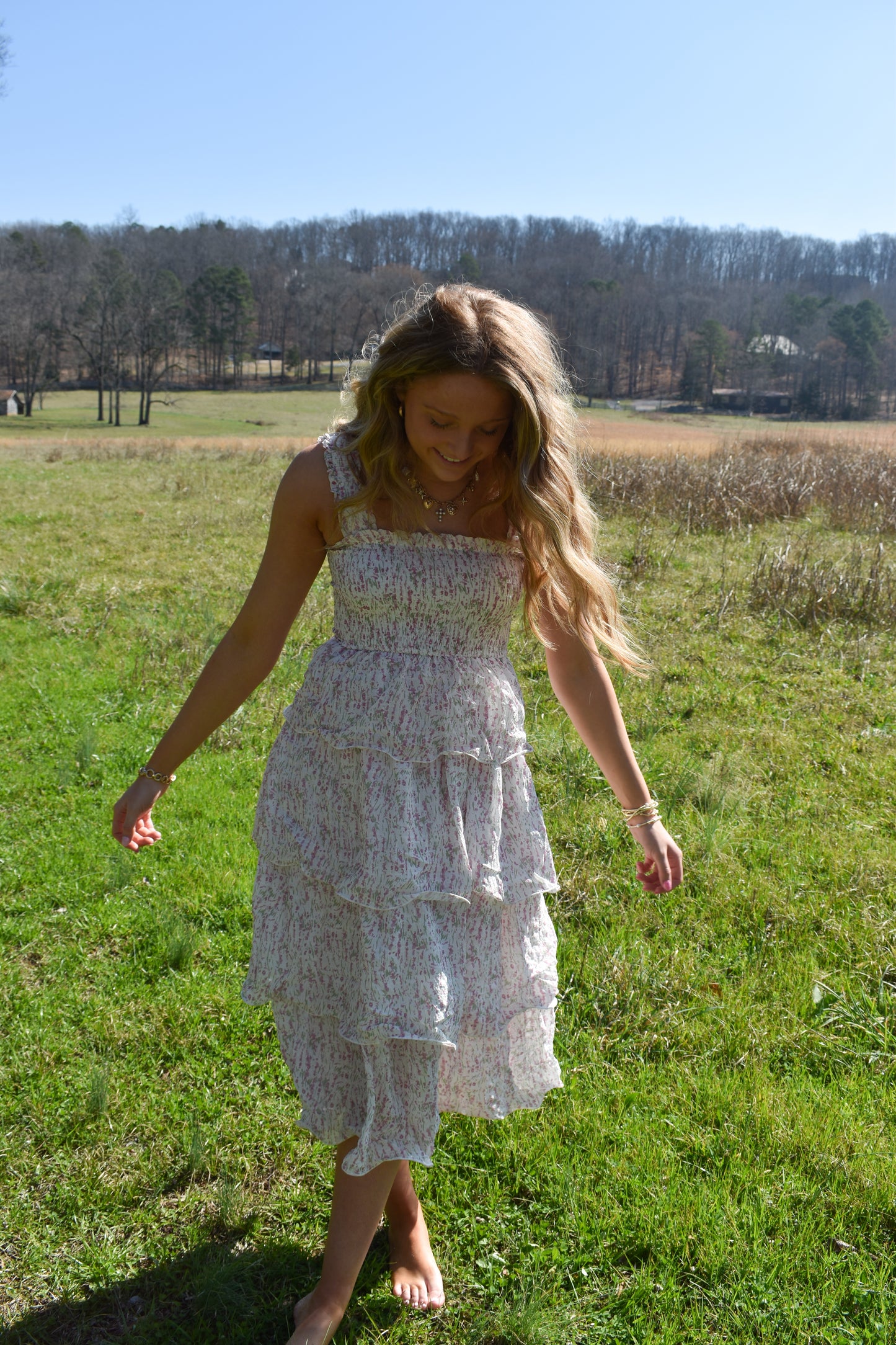 Garden Whirl Tier Midi Dress