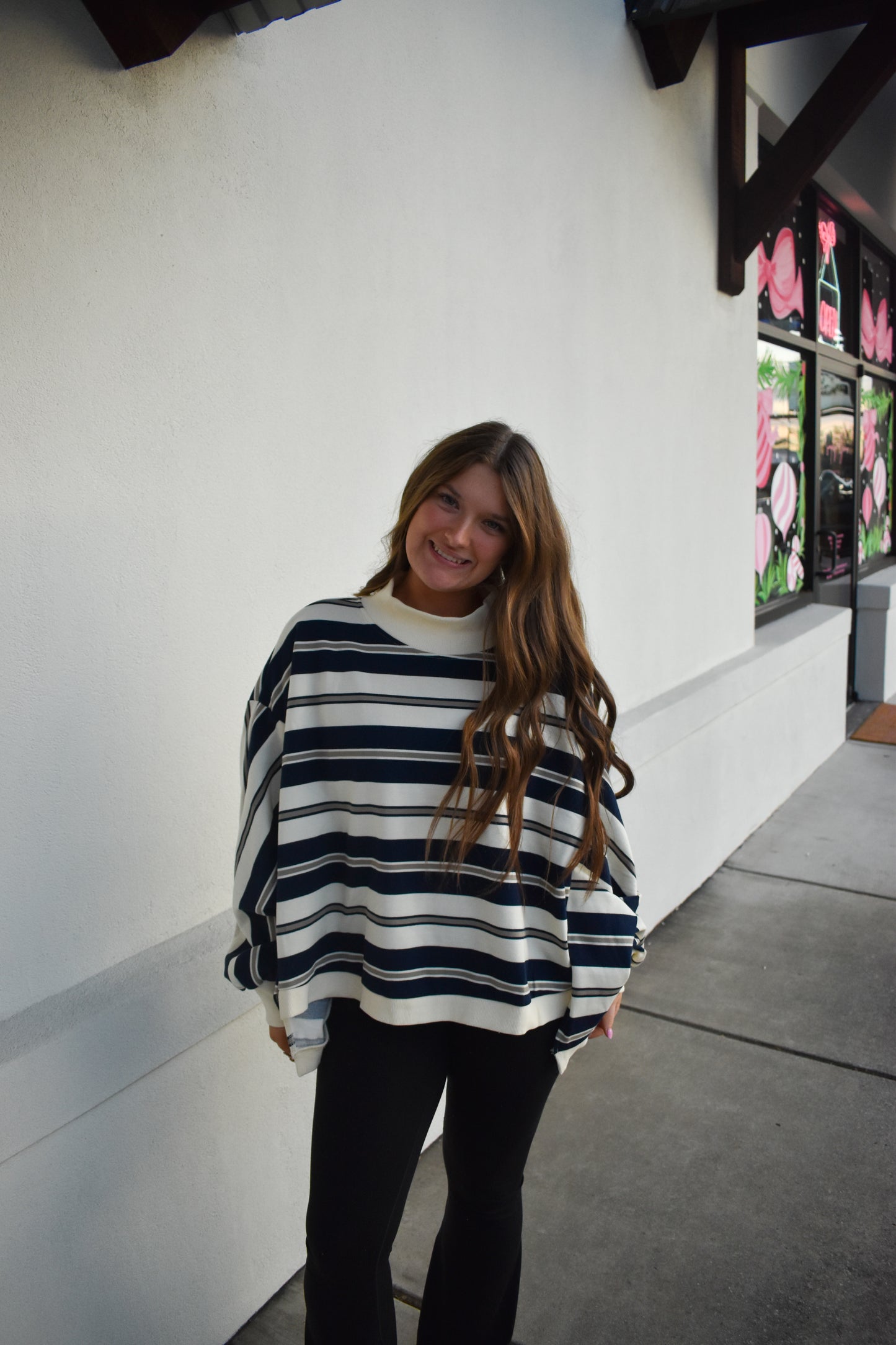 Striped Oversized Mockneck