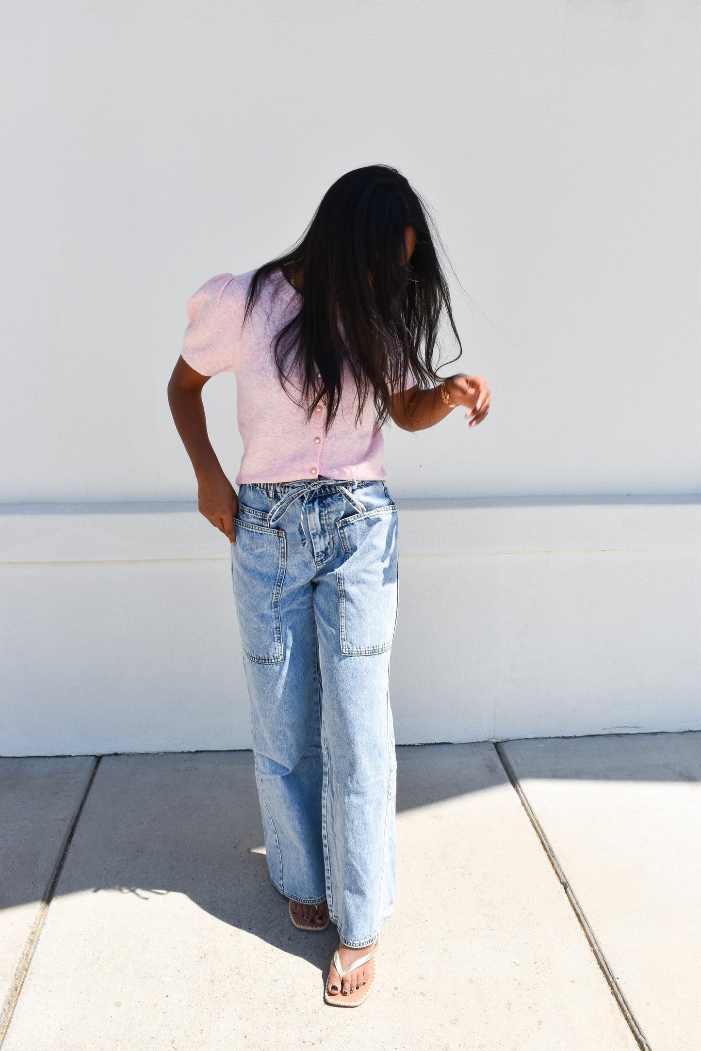 Oversized Wide-Leg Jeans W/ Elastic
