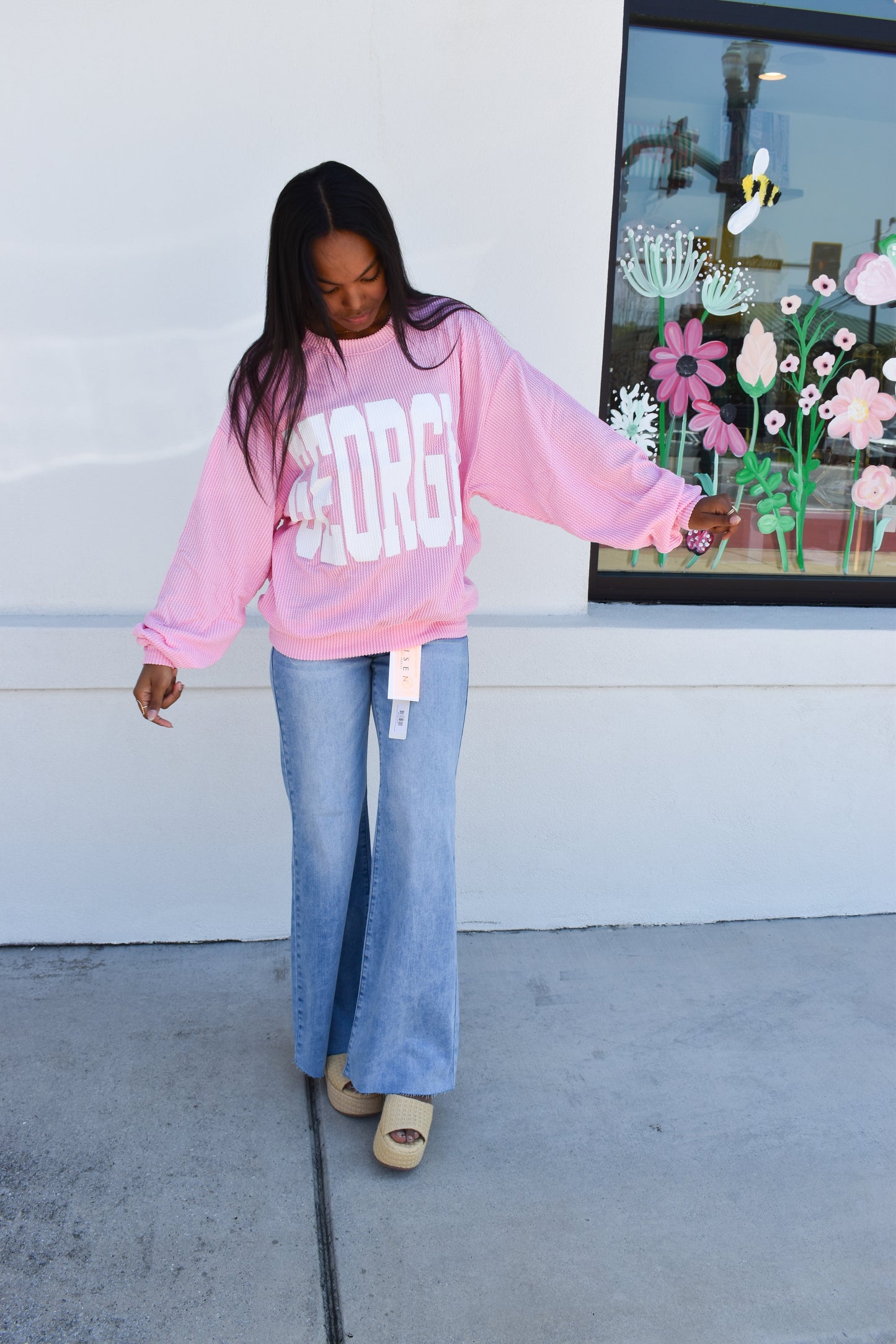 Pink Ribbed Georgia Sweatshirt