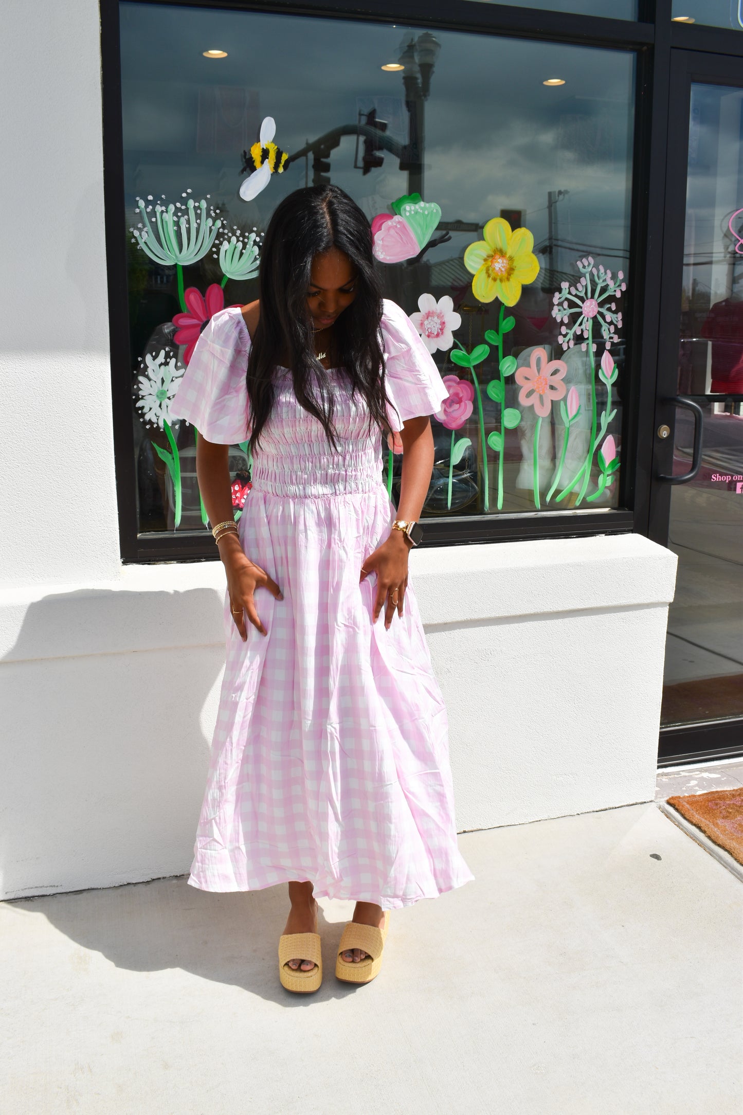 Pretty in Pink Gingham Maxi Dress