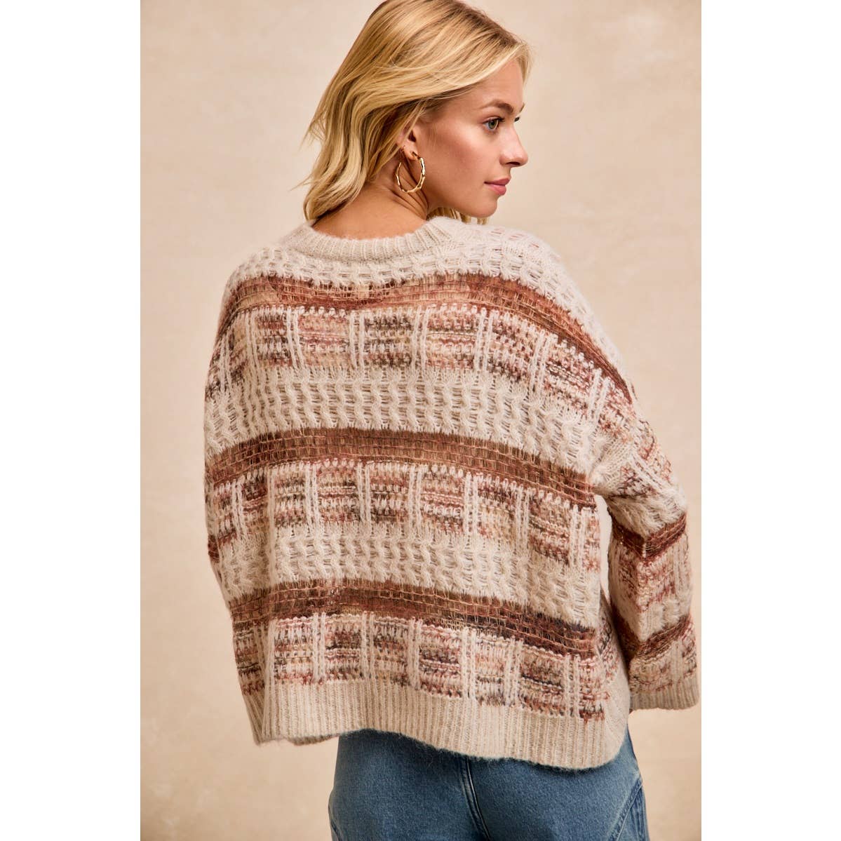 Vintage Soft Check Pattern Chunky Knit Sweater