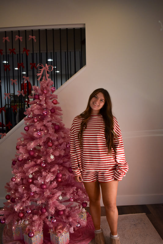 Lounge Stripe Shorts: Red