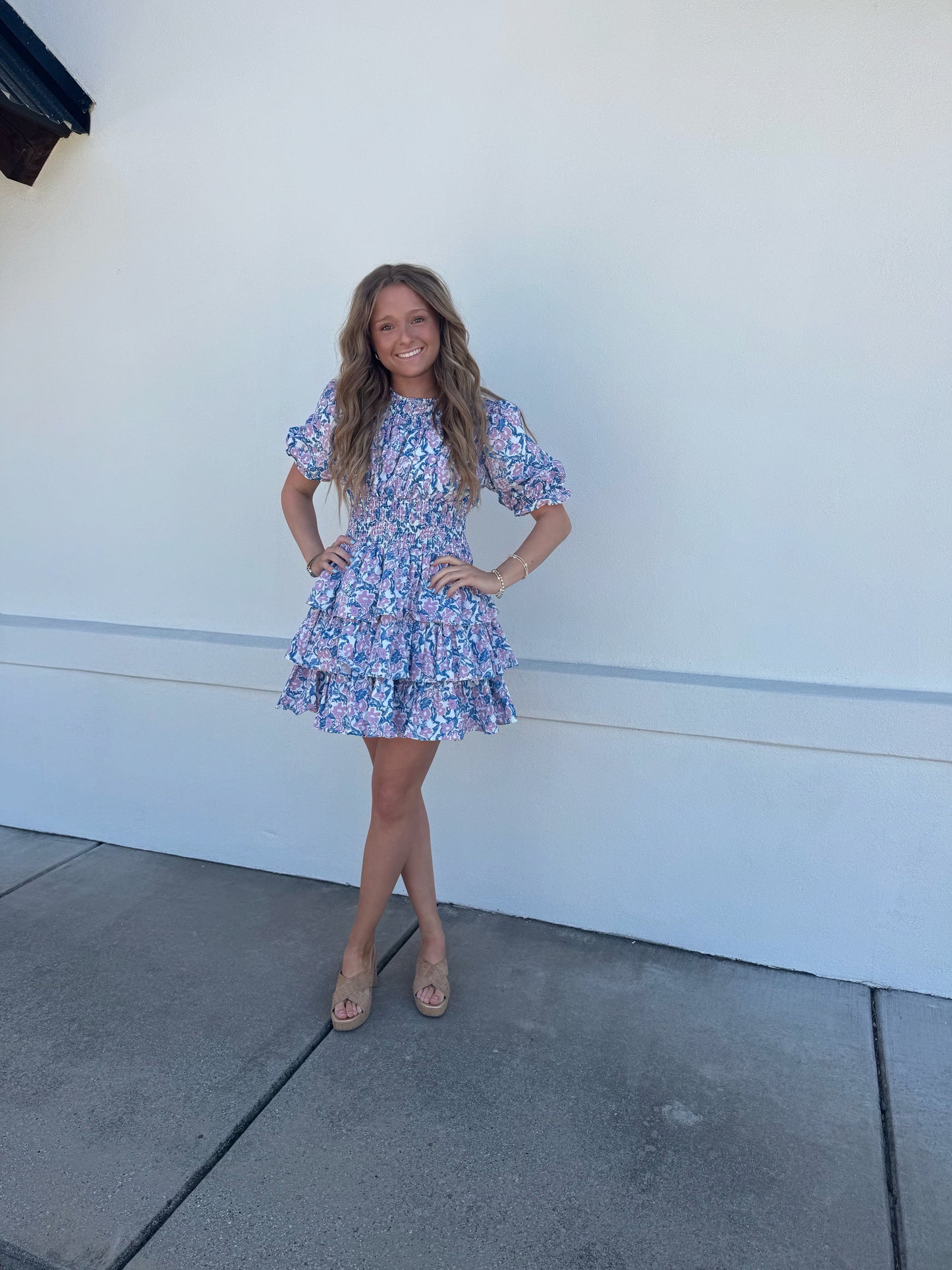 Smocked Neck and Waist Tiered Dress