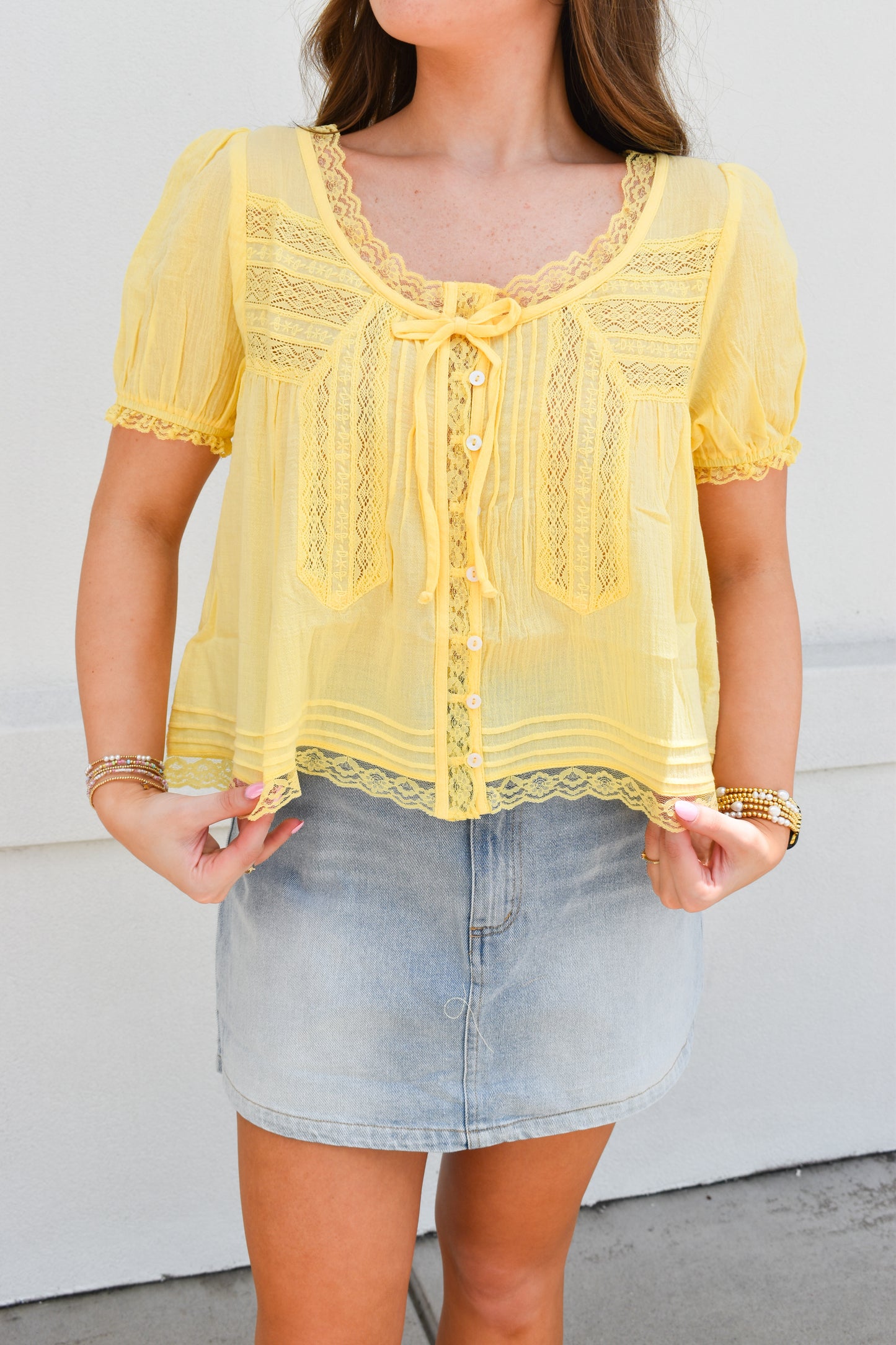 Lace & Lovely Top: Yellow