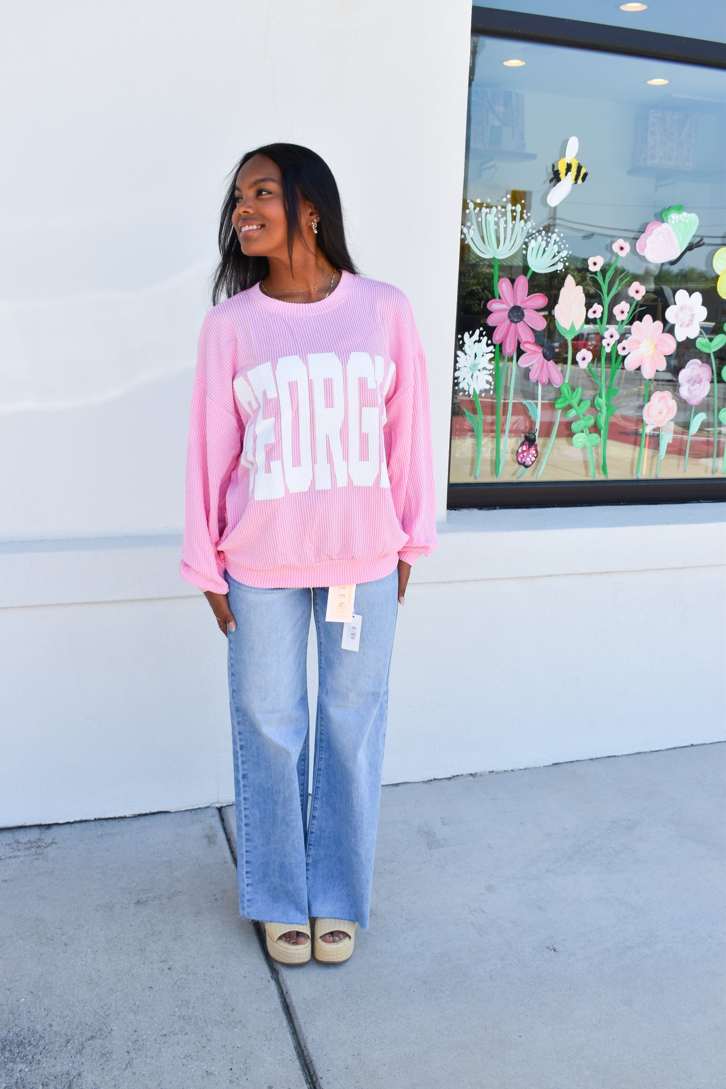 Pink Ribbed Georgia Sweatshirt