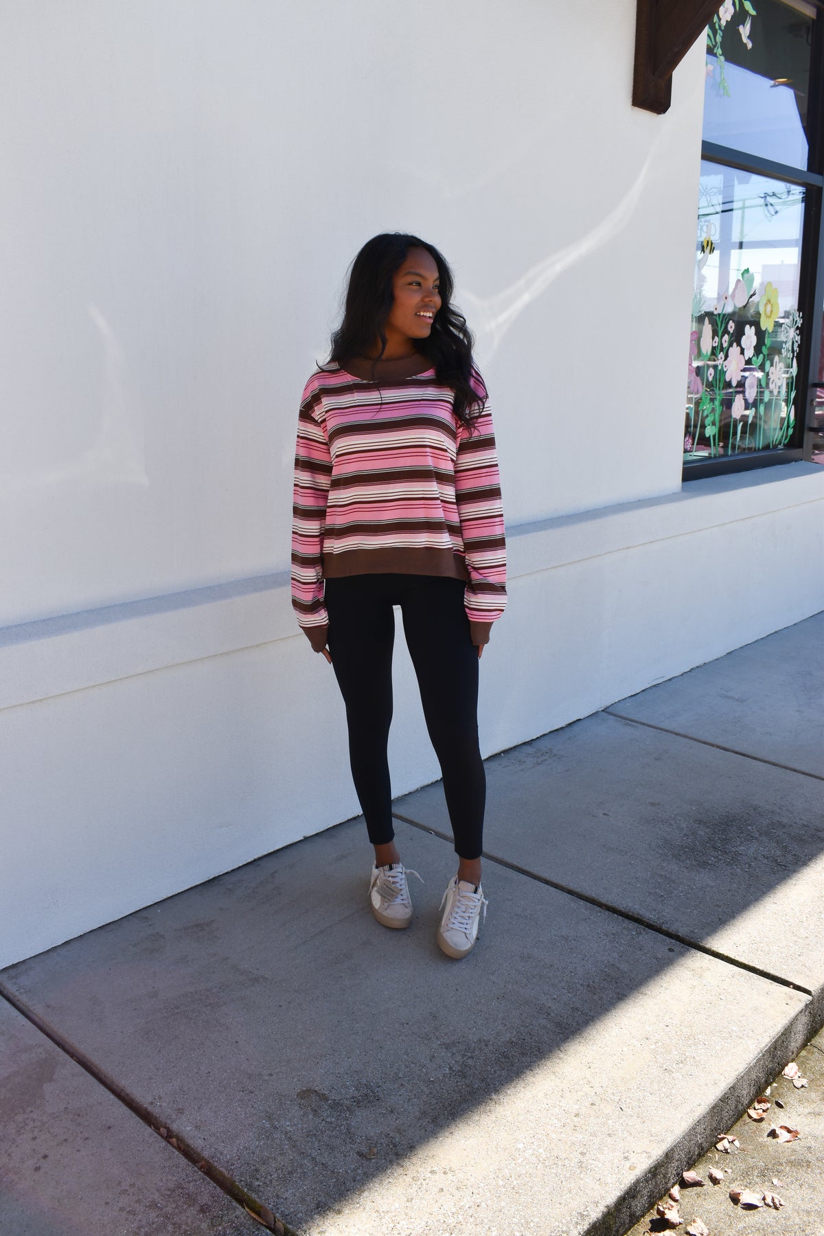Striped Mockneck: Pink/Brown