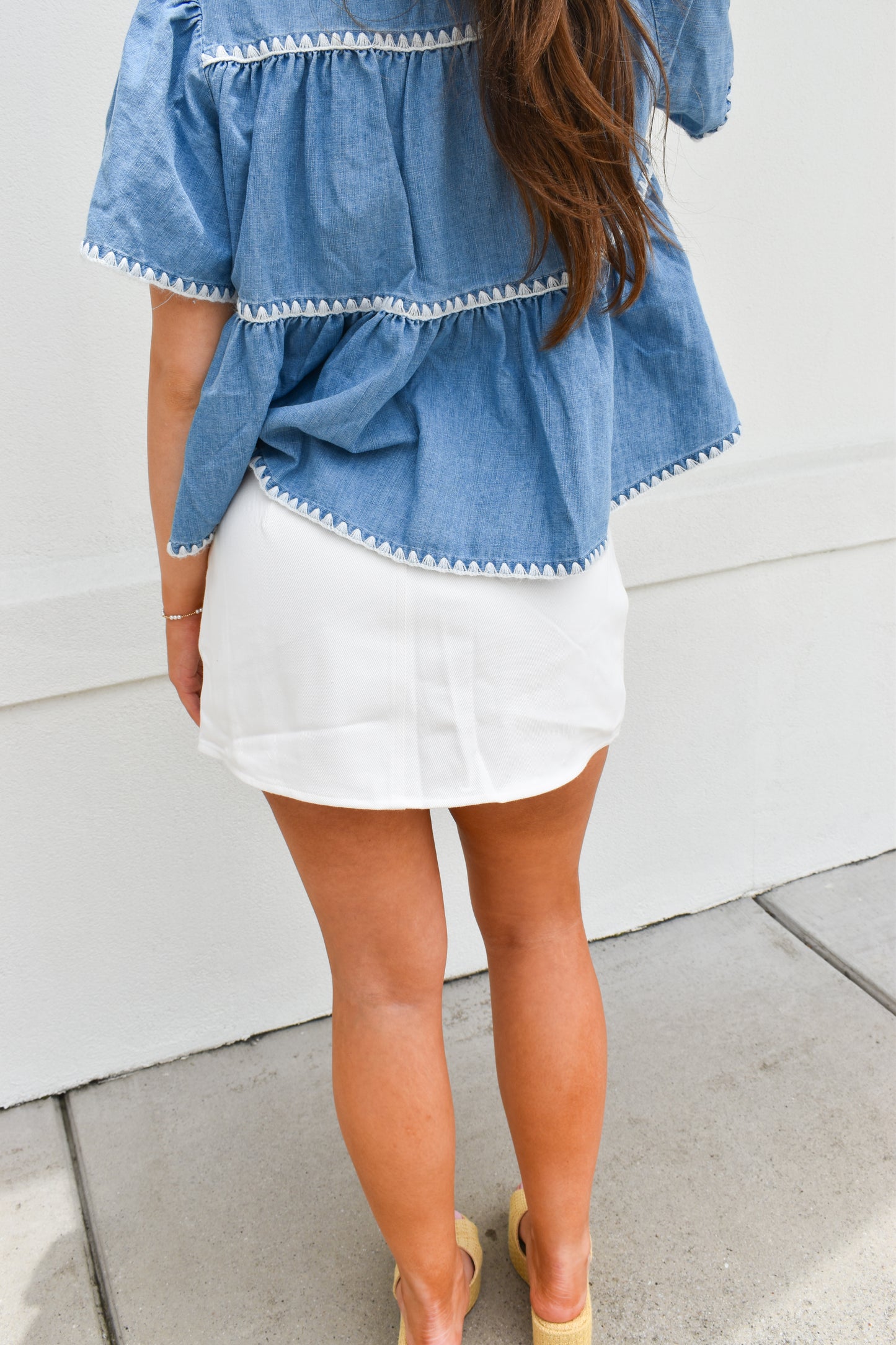White Denim Mini Skort